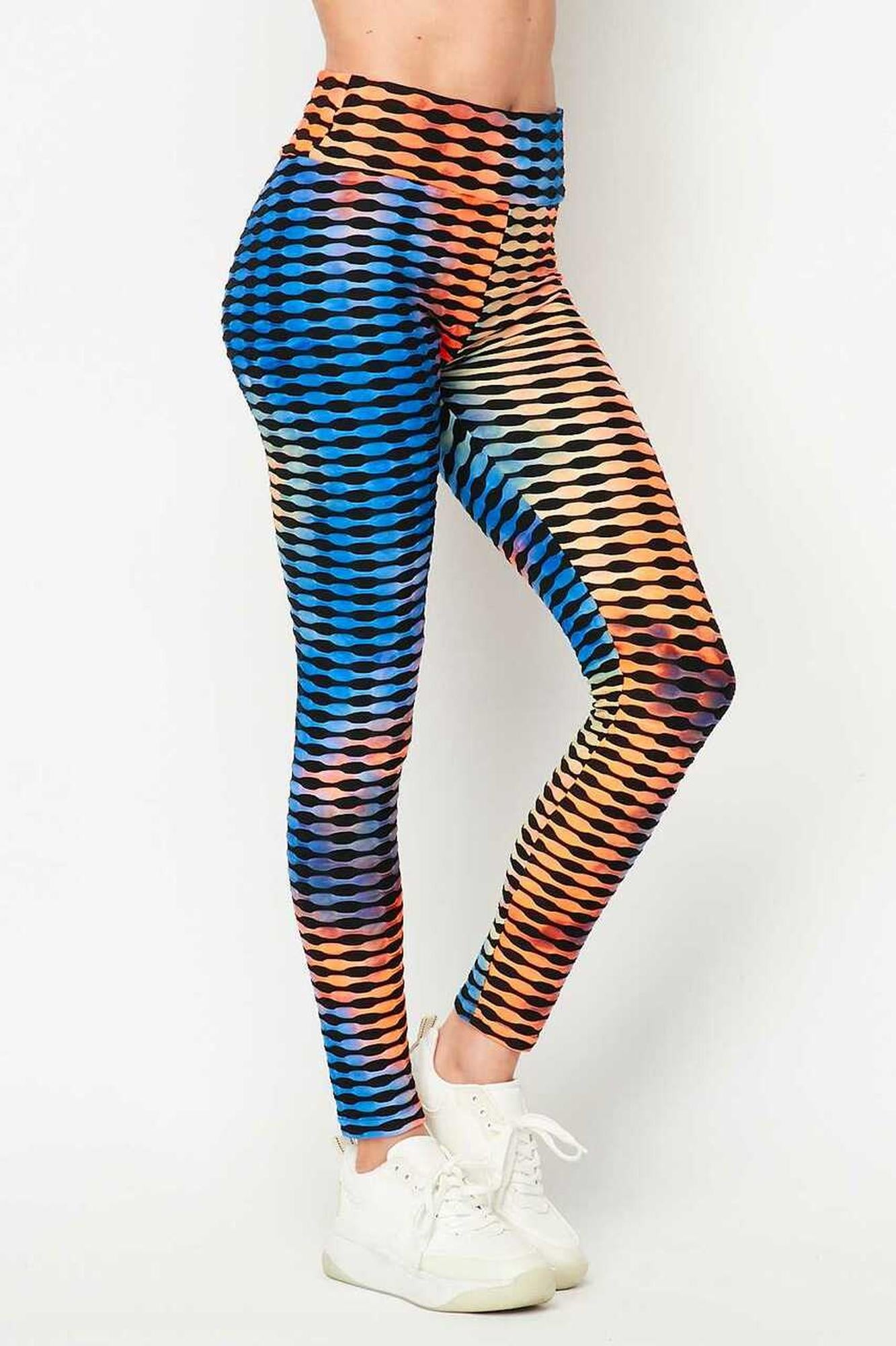 Orange and Blue Brazilian Figure Flatter Scrunch Butt Leggings
