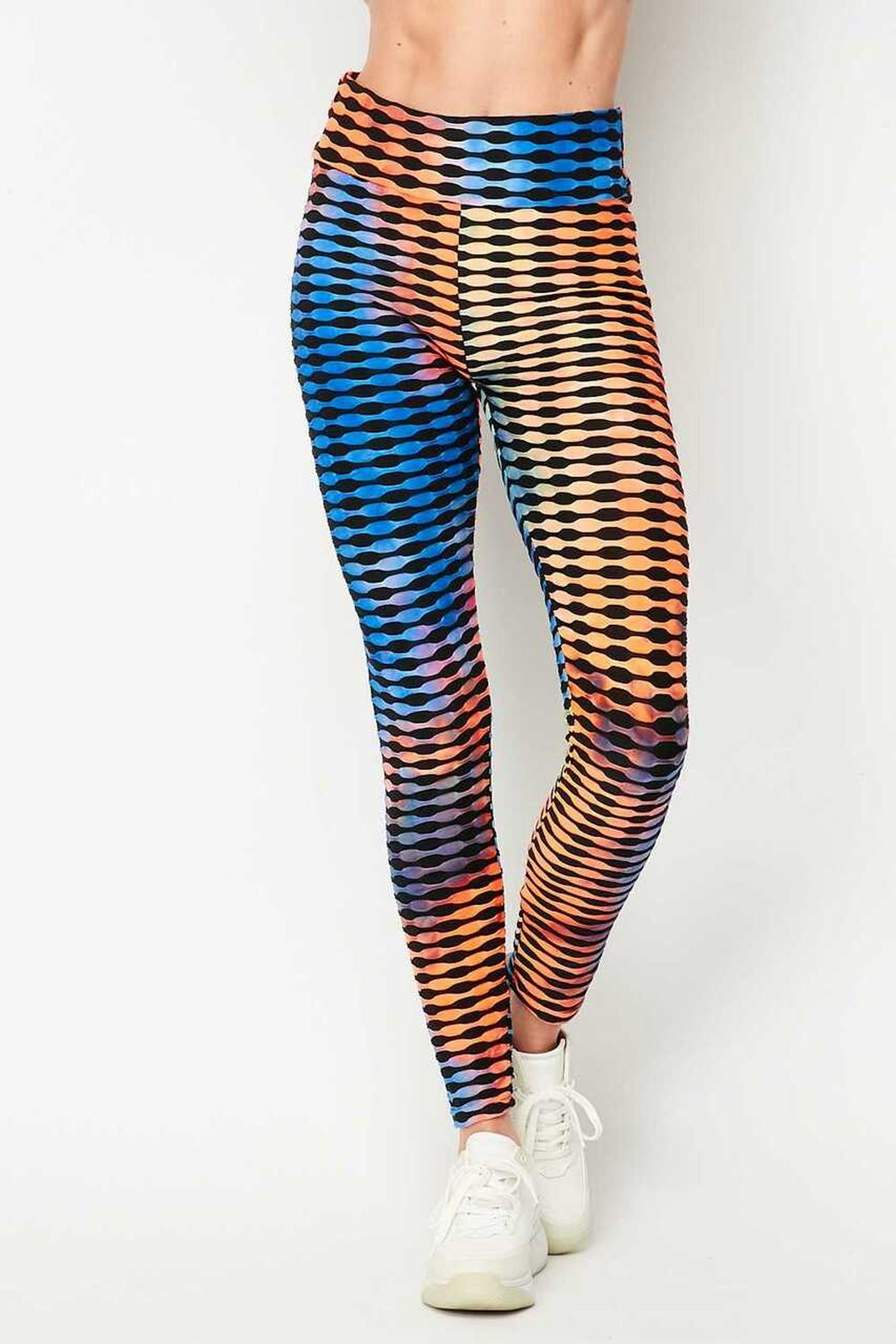 Orange and Blue Brazilian Figure Flatter Scrunch Butt Leggings