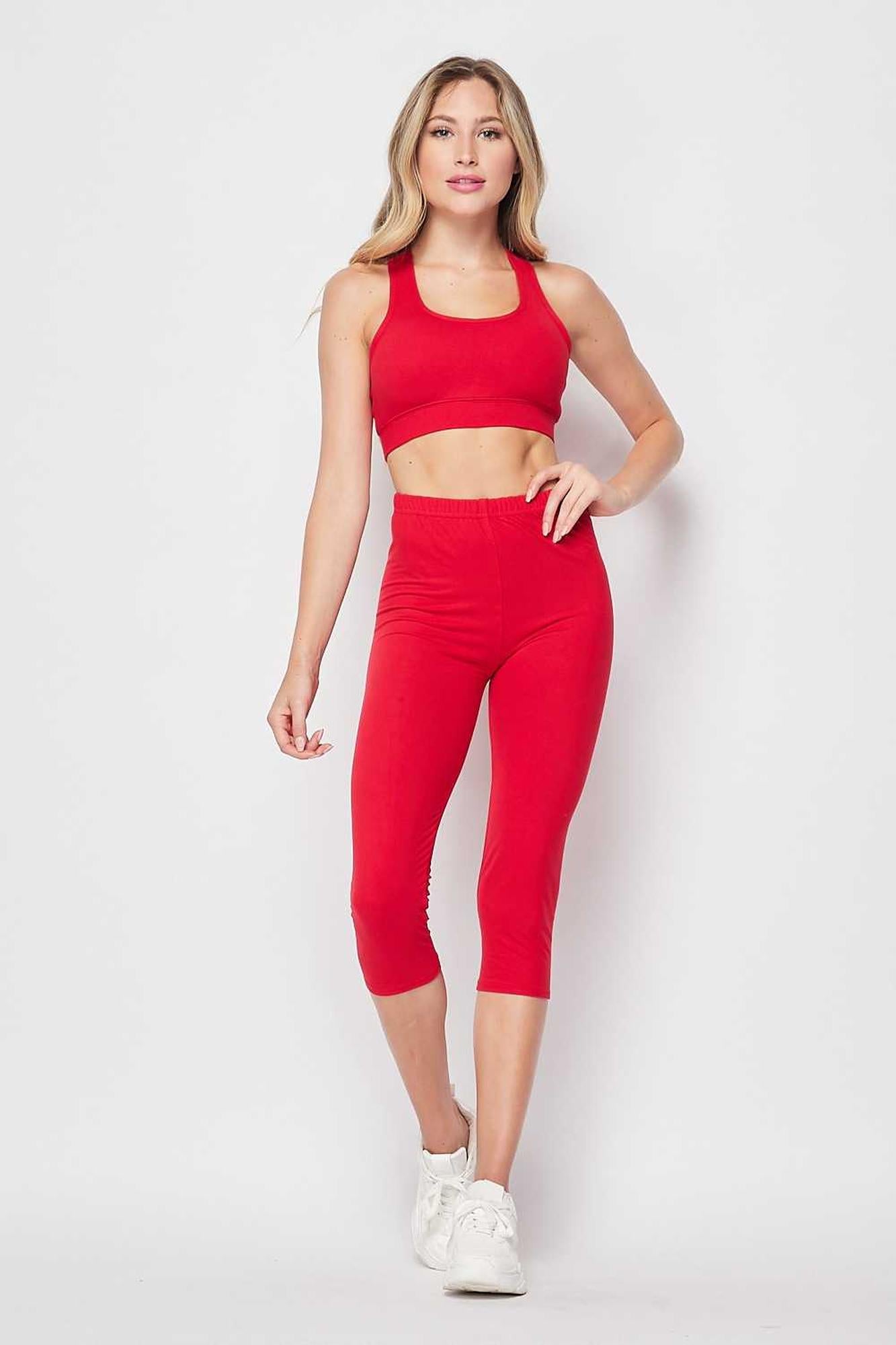 Buttery Smooth Basic Solid Capri and Crop Top Set