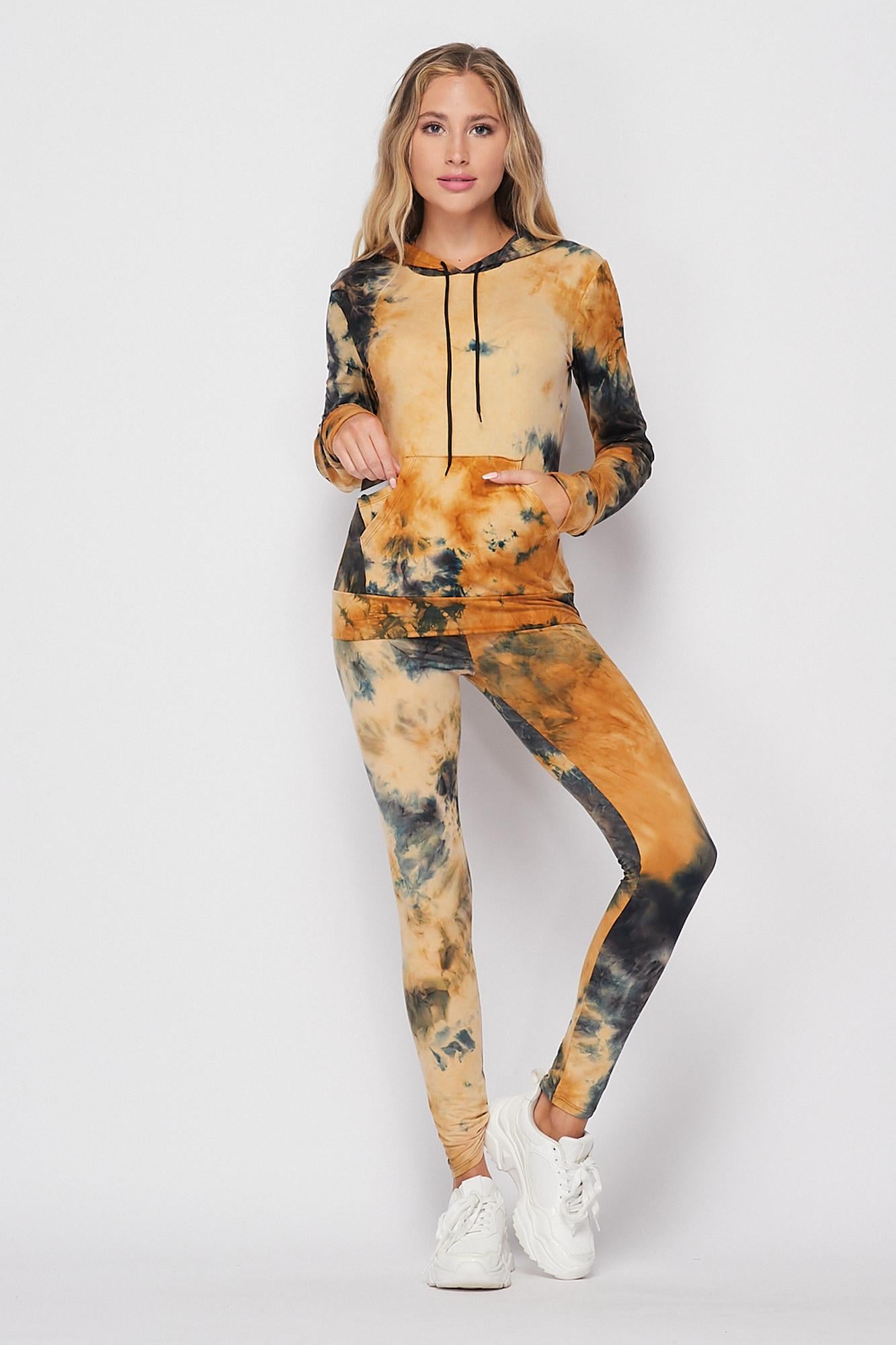 Tie Dye 2 Piece Leggings and Hooded Jacket Set