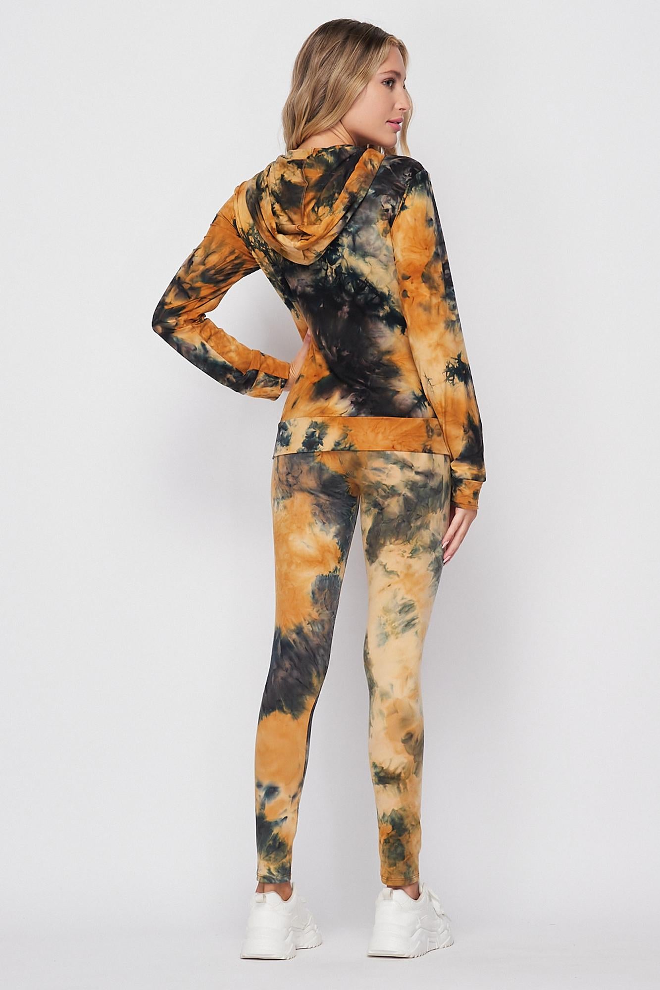 Tie Dye 2 Piece Leggings and Hooded Jacket Set