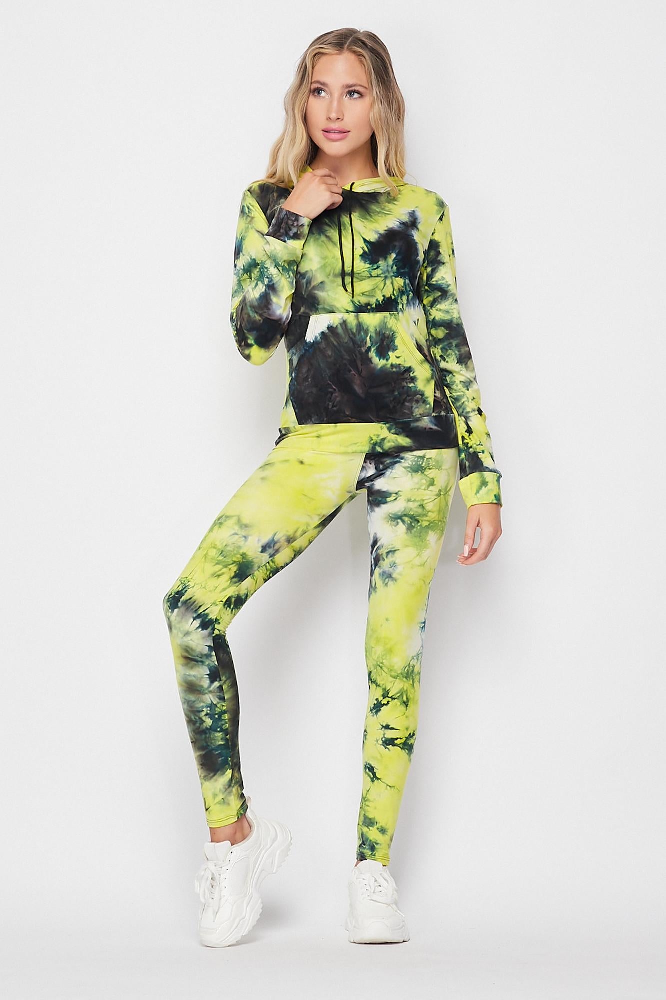 Tie Dye 2 Piece Leggings and Hooded Jacket Set