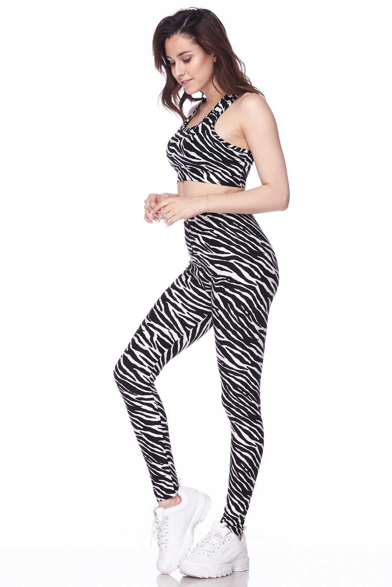 Brushed Zebra Bra and Leggings Set
