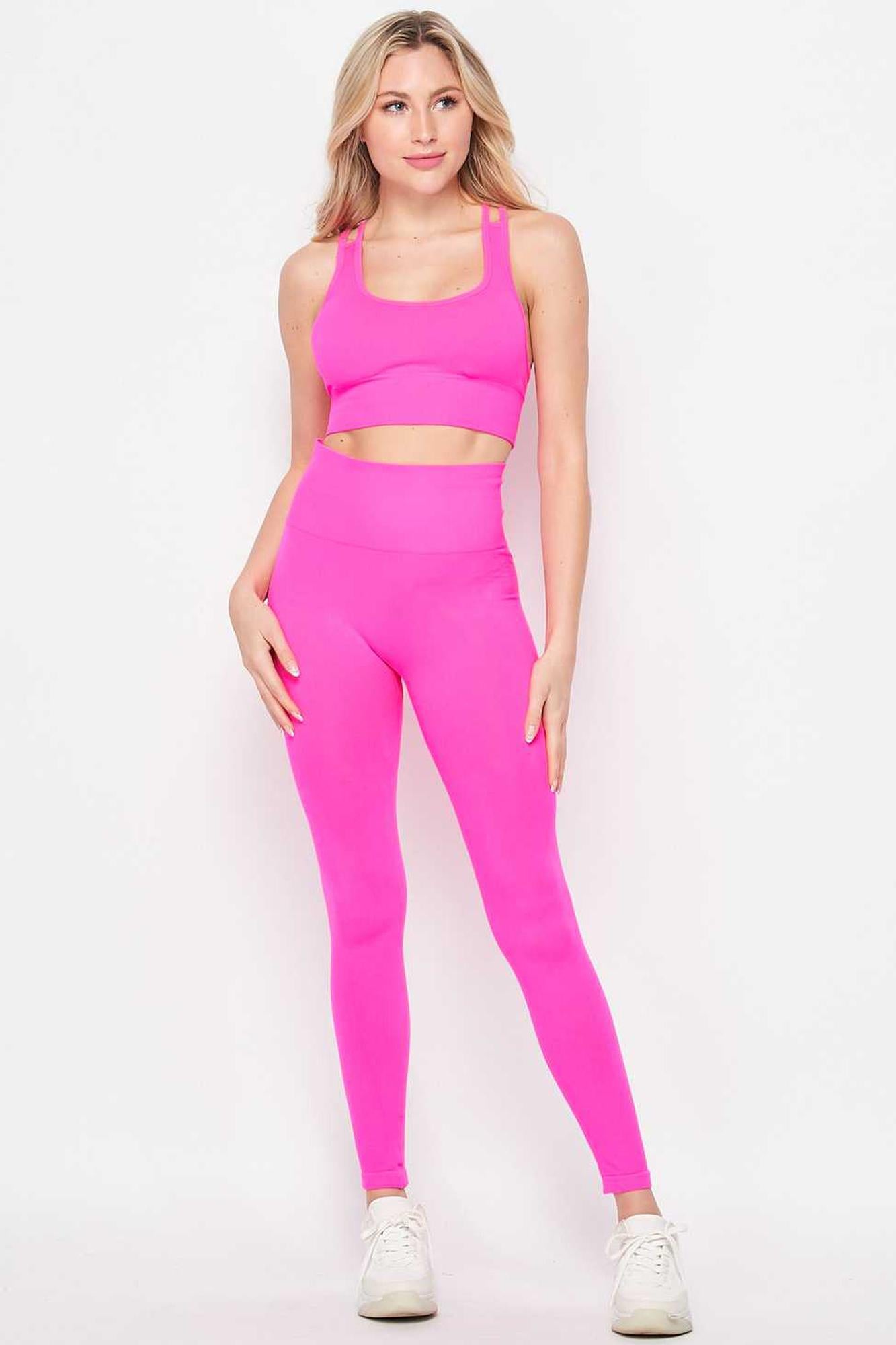 2 Piece Seamless High Waisted Leggings and Sports Bra Set