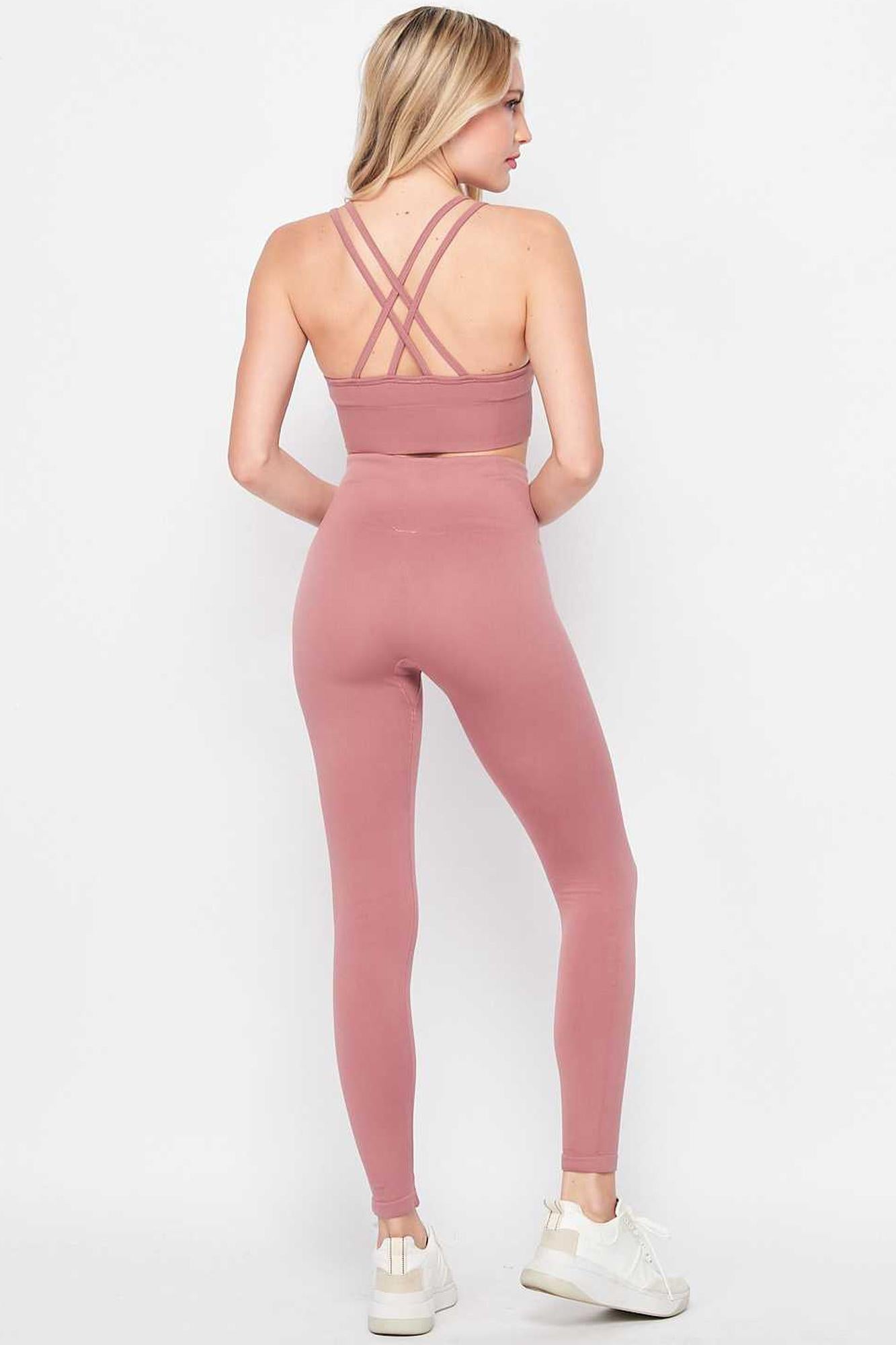 2 Piece Seamless High Waisted Leggings and Sports Bra Set