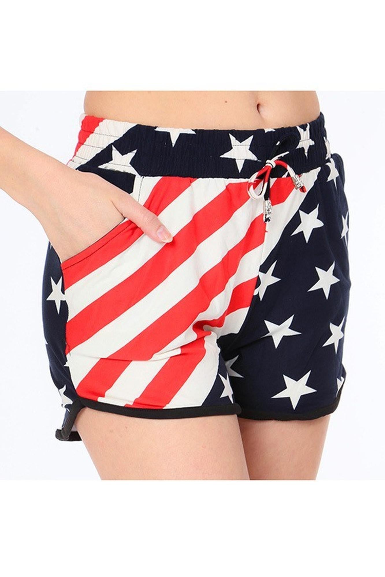 Buttery Smooth Swirling USA Flag Dolphin Shorts