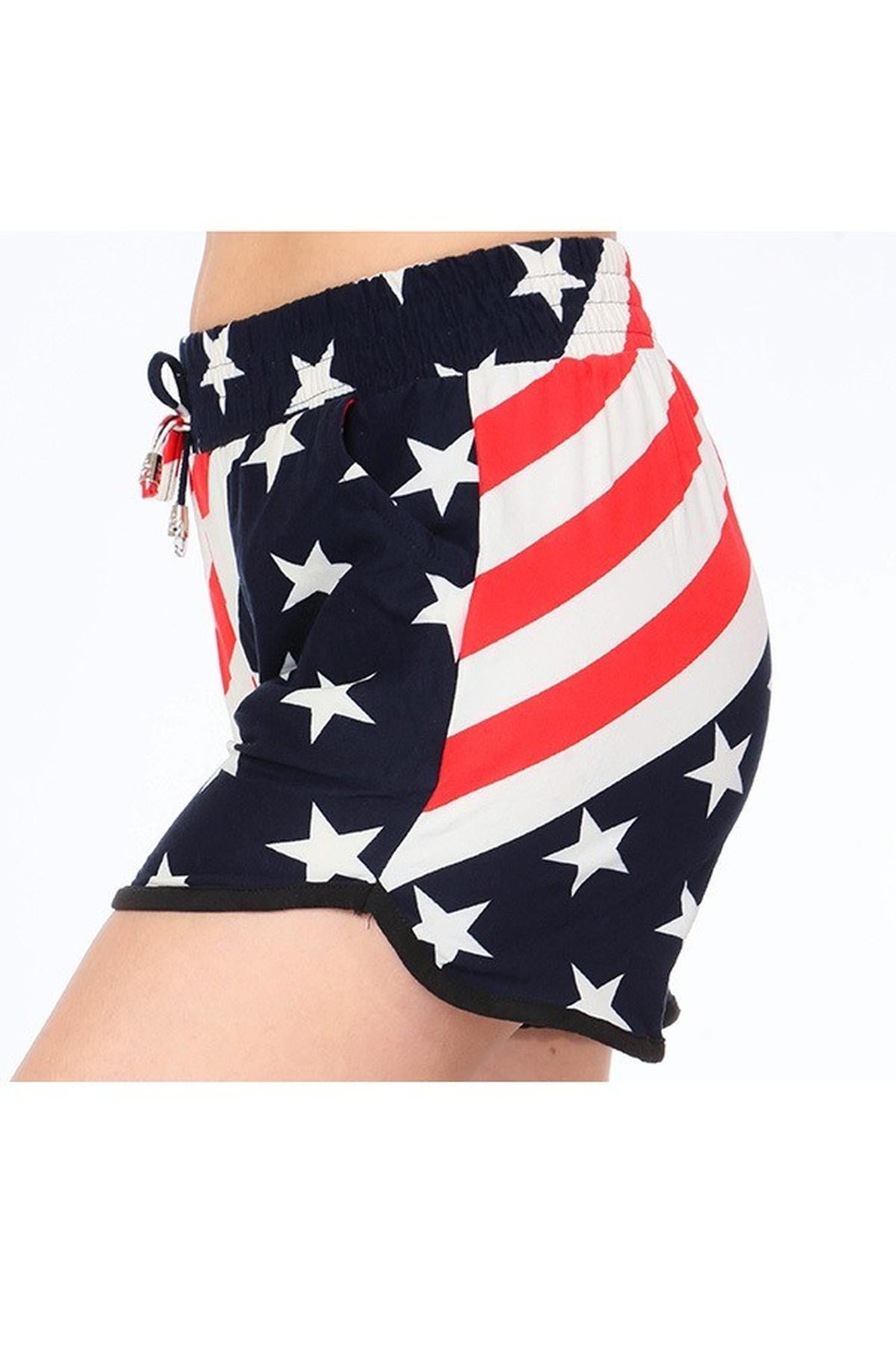 Buttery Smooth Swirling USA Flag Dolphin Shorts