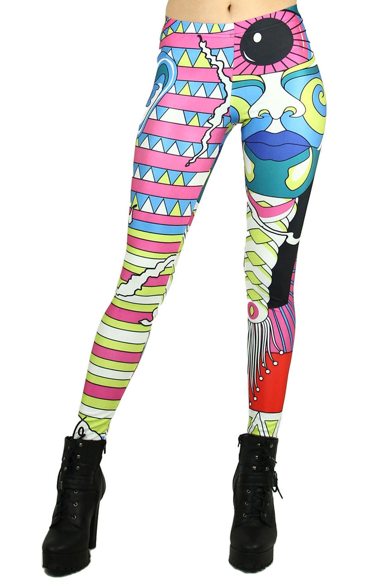 Graphic Print Abstract Picasso Leggings