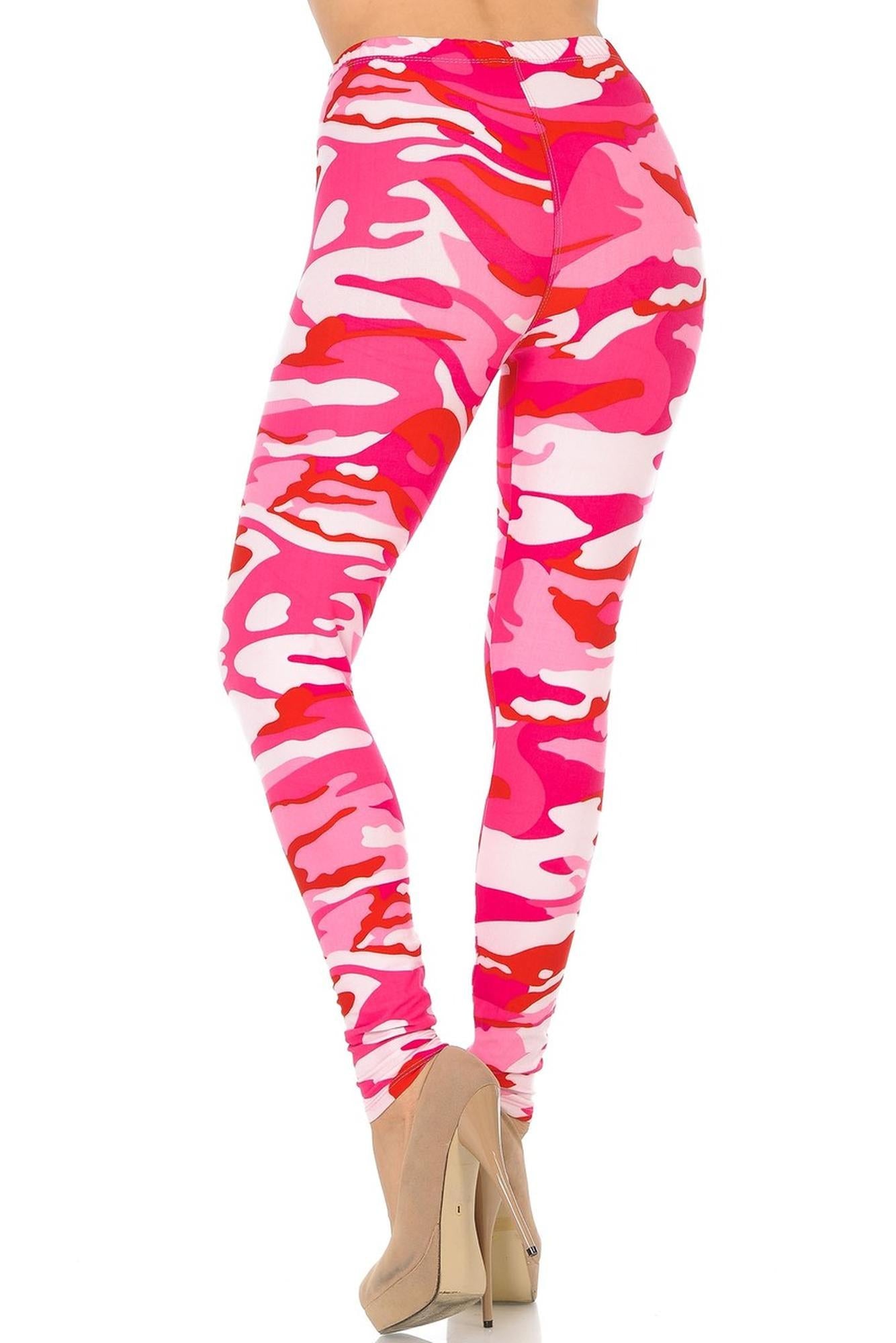 Buttery Soft Pink Camouflage Leggings - EEVEE (One Size Regular,Pink)