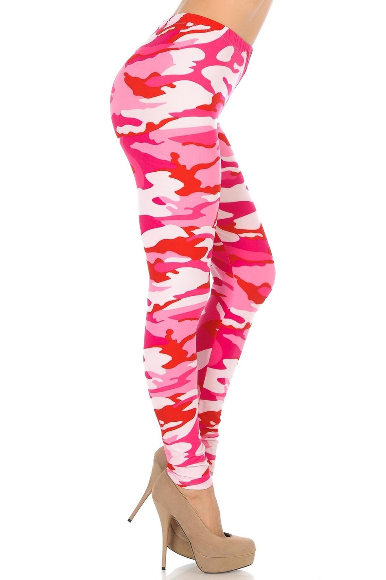 Buttery Soft Pink Camouflage Leggings - EEVEE (One Size Regular,Pink)