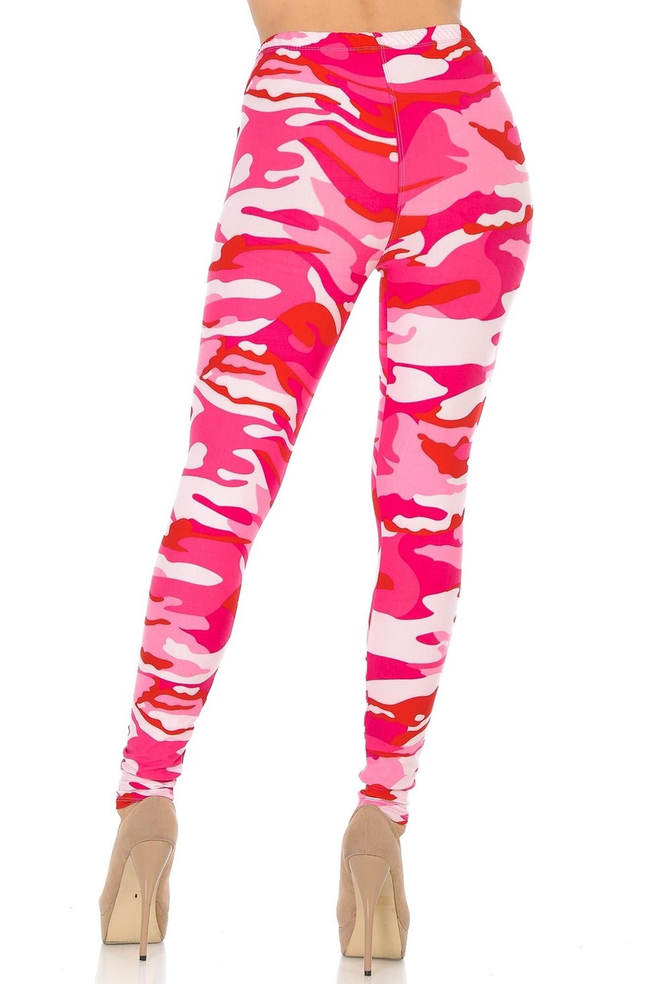 Buttery Soft Pink Camouflage Leggings - EEVEE (One Size Regular,Pink)