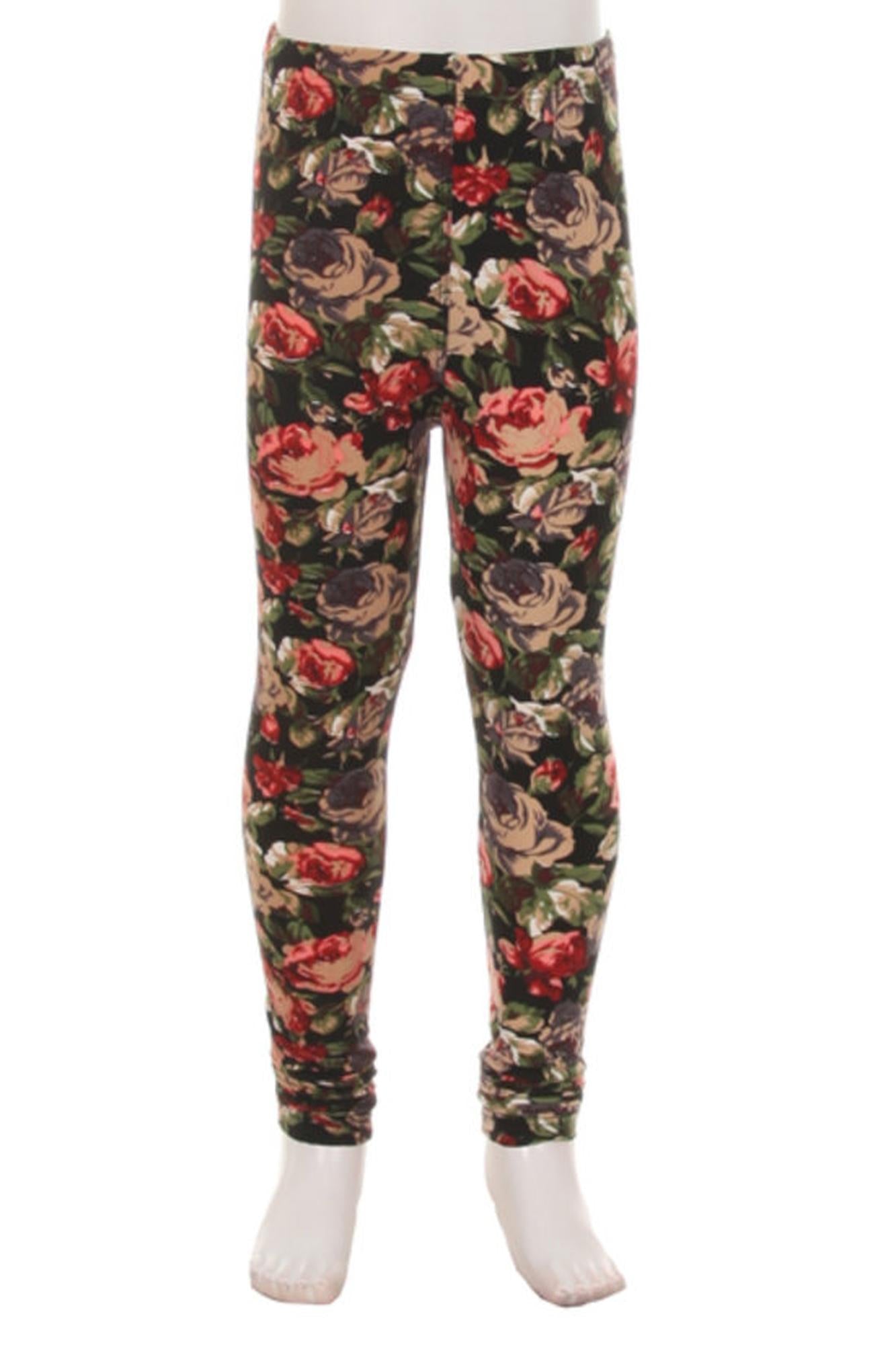 Brushed Vintage Floral Kids Leggings