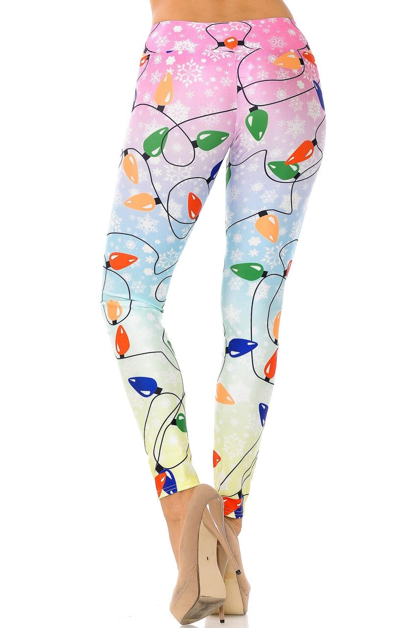 Ombre Christmas Lights High Waisted Leggings - Plus Size