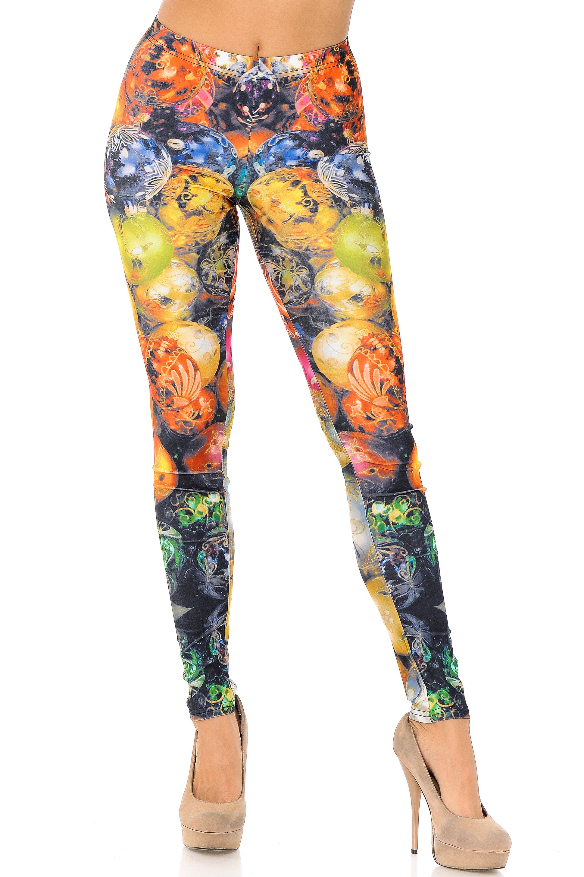 Festive Christmas Ornament Leggings - Plus Size