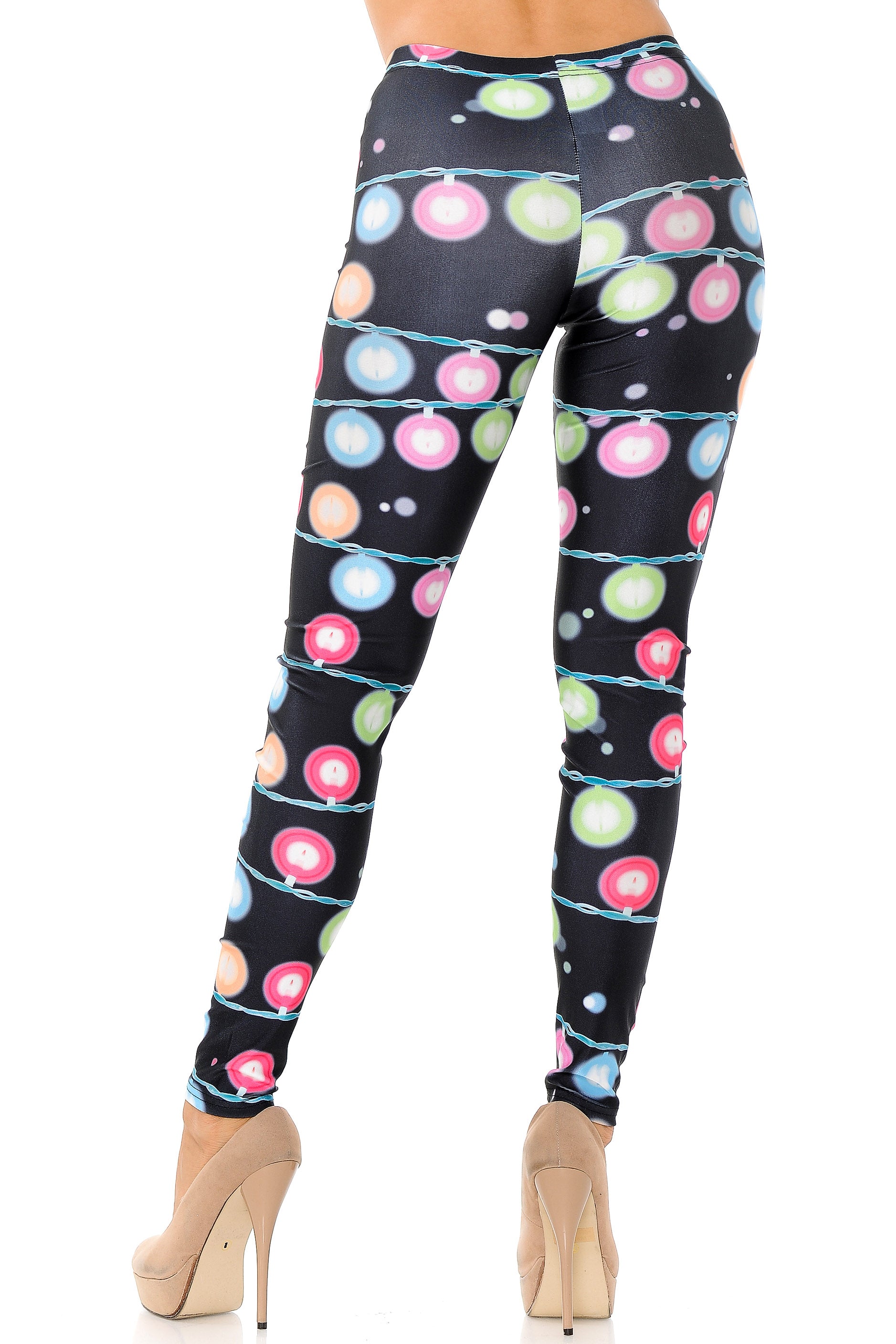 Festive Holiday Lights Leggings - Plus Size