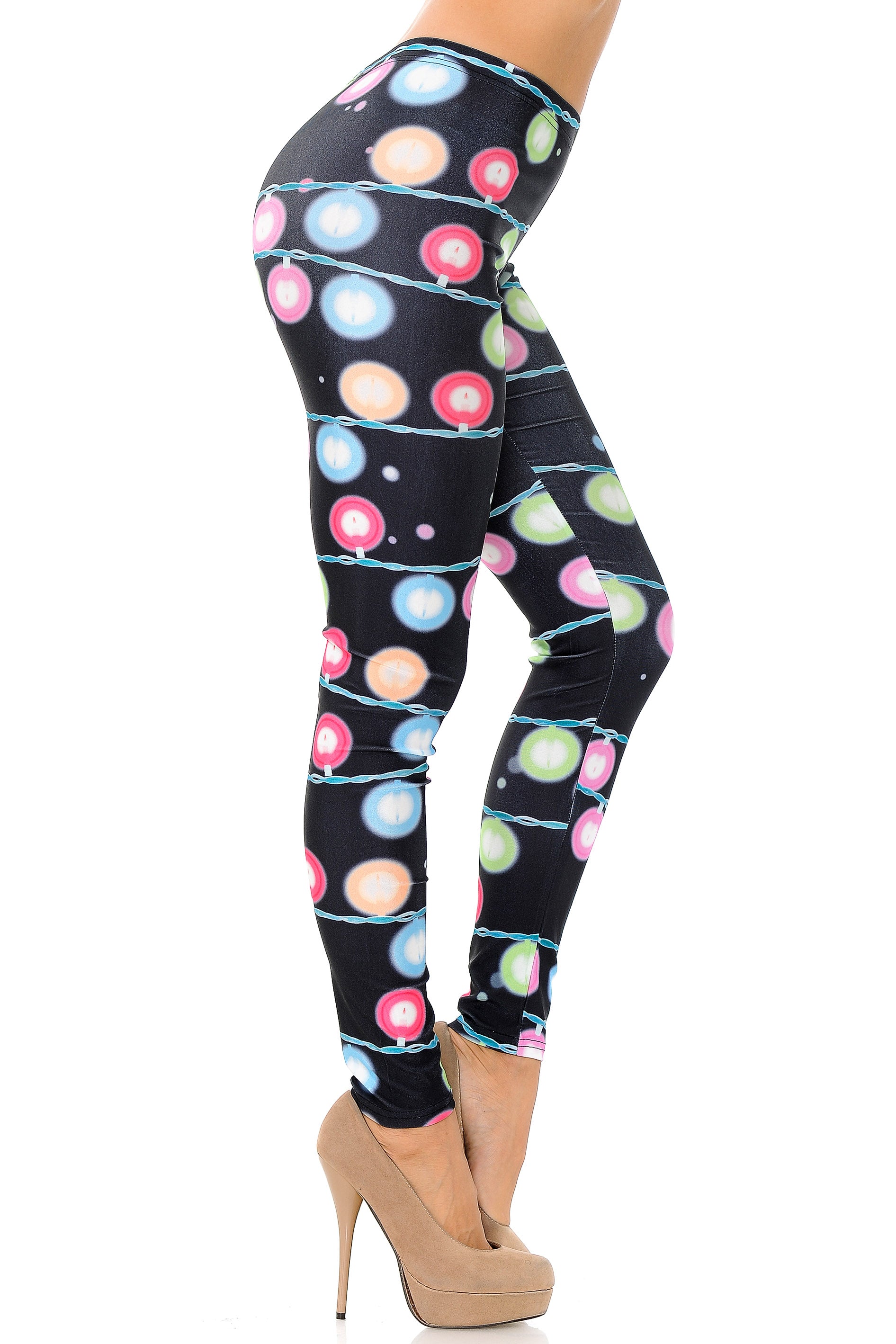 Festive Holiday Lights Leggings - Plus Size