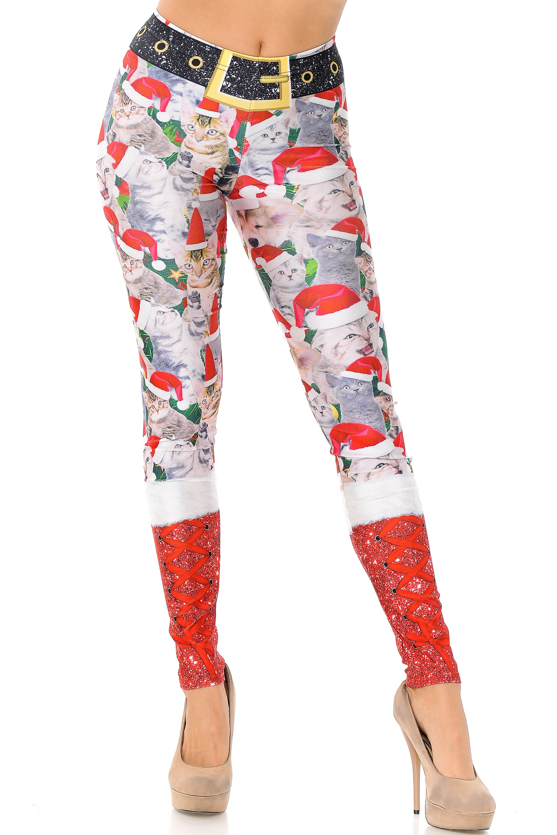 Jolly Christmas Cats and Dogs Leggings - Plus Size