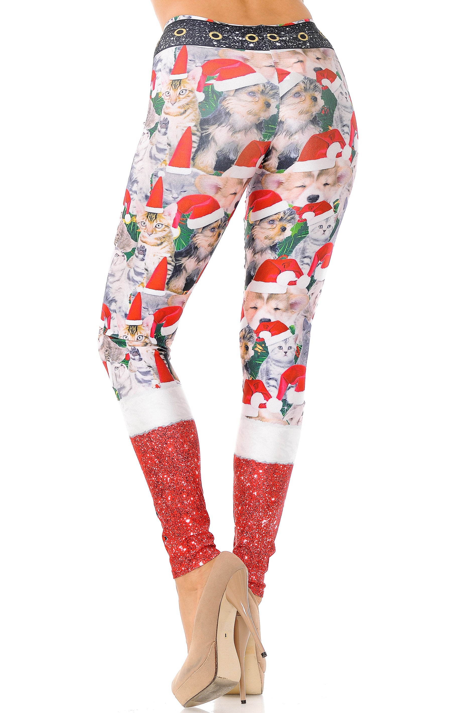 Jolly Christmas Cats and Dogs Leggings - Plus Size