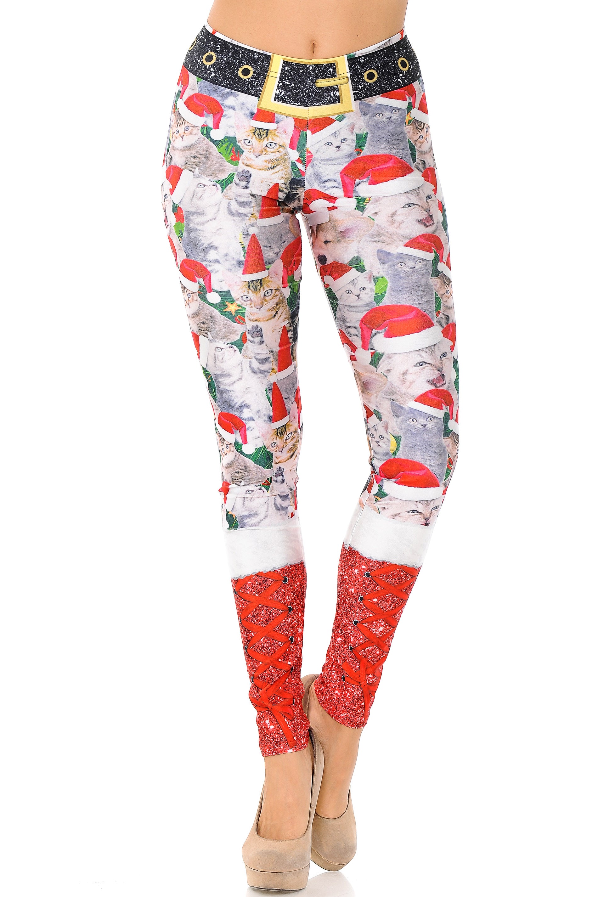 Jolly Christmas Cats and Dogs Leggings - Plus Size