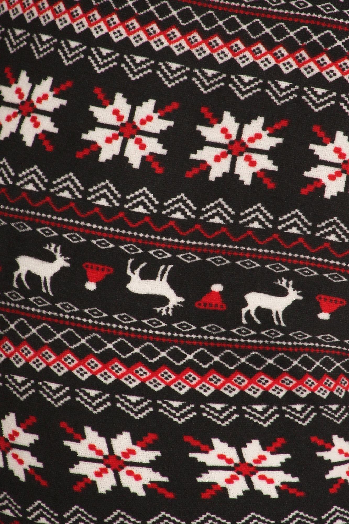 Cozy Warm Snowflakes and Reindeer Lined Plus Size Leggings