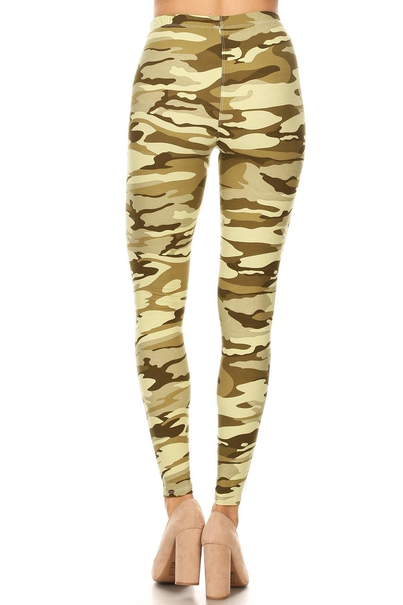 Buttery Soft Light Olive Camouflage Plus Size Leggings (One Size Plus,Olive)
