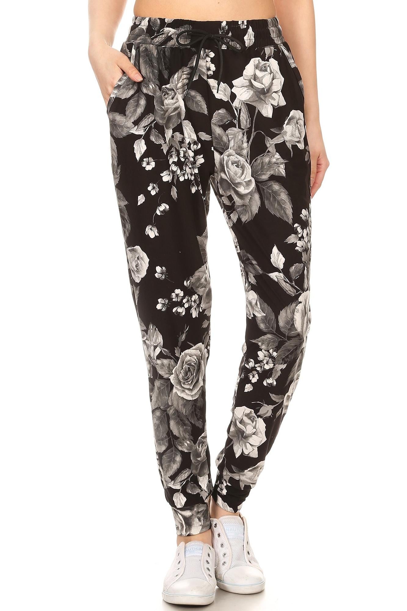 Buttery Smooth Monochrome Rose Plus Size Joggers