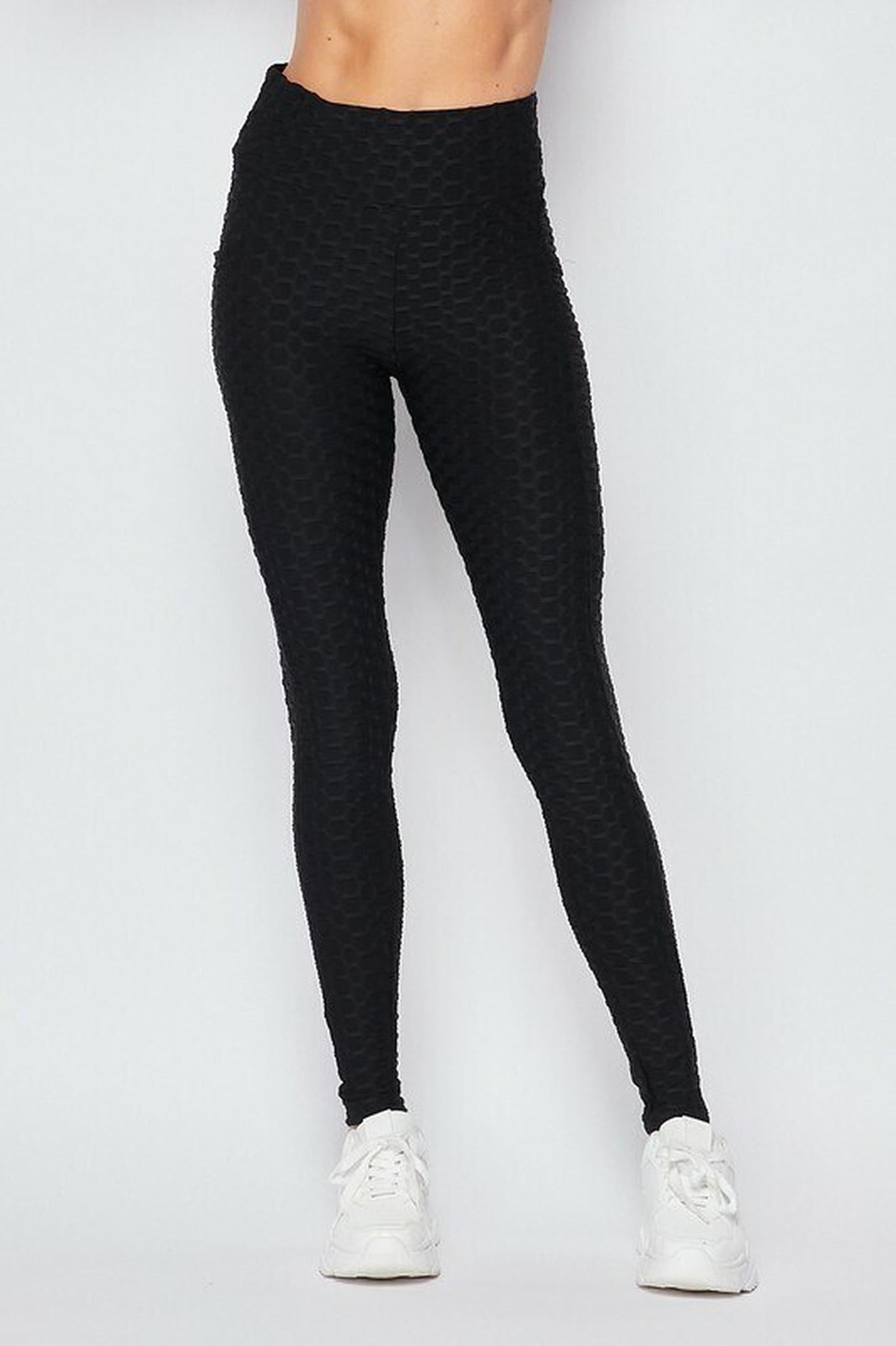 Scrunch Butt Popcorn Textured High Waisted Leggings with Pockets - Zinati (W&J)