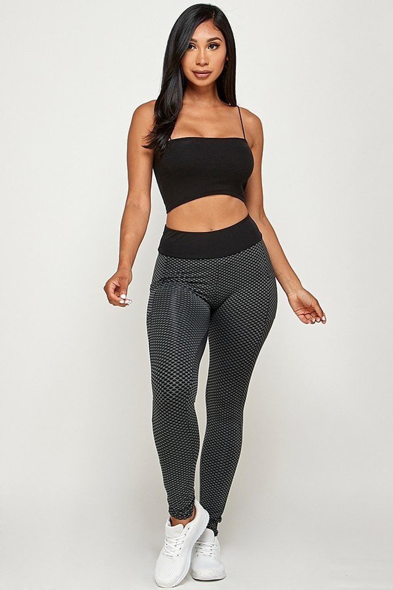 Contrast Textured Scrunch Butt Leggings - NO POCKETS