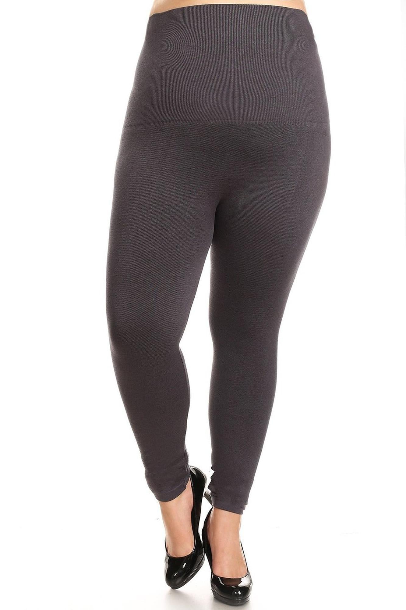 High Waist French Terry Compression Leggings - Plus Size