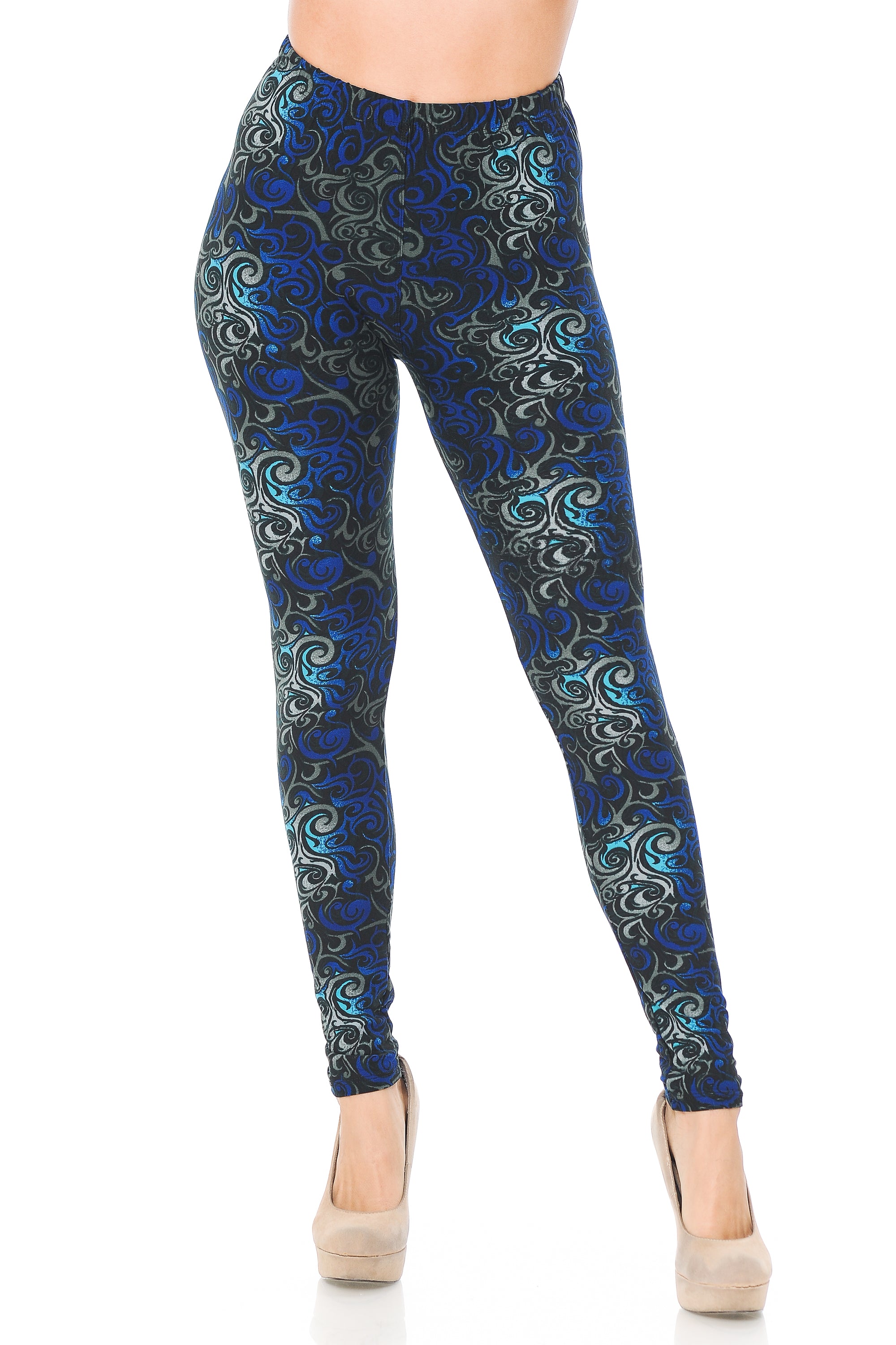 Buttery Smooth Blue Tangled Swirl Leggings - Extra Small (XSmall One Size,Blue)