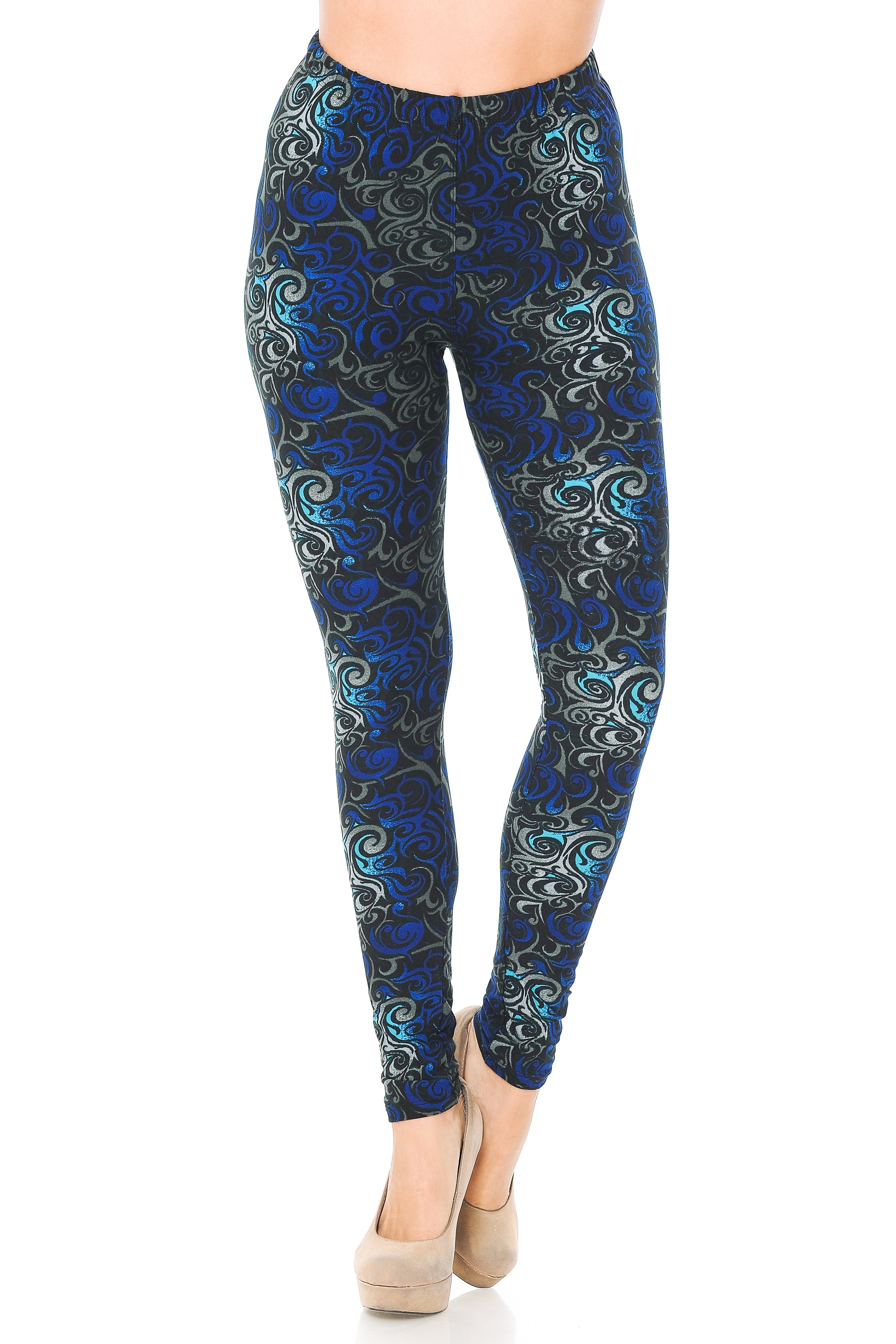 Buttery Smooth Blue Tangled Swirl Leggings - Extra Small (XSmall One Size,Blue)