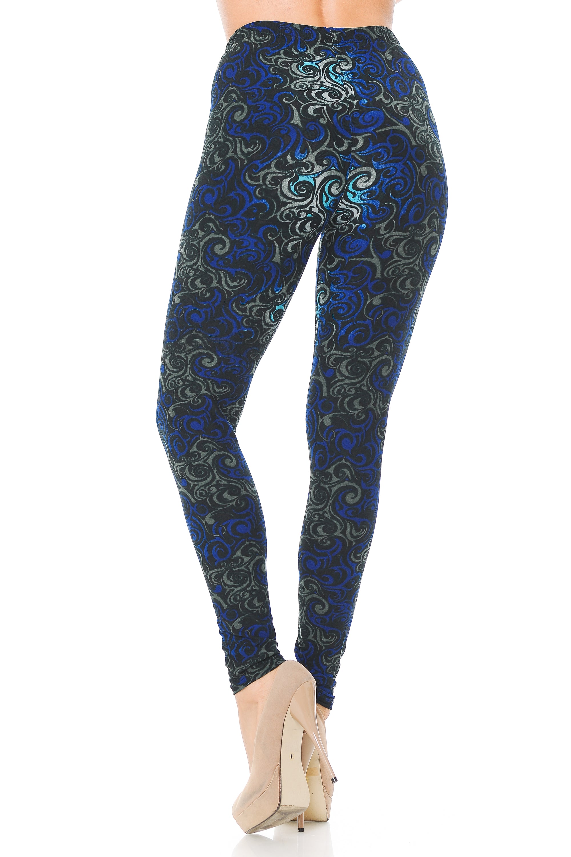 Buttery Smooth Blue Tangled Swirl Leggings - Extra Small (XSmall One Size,Blue)