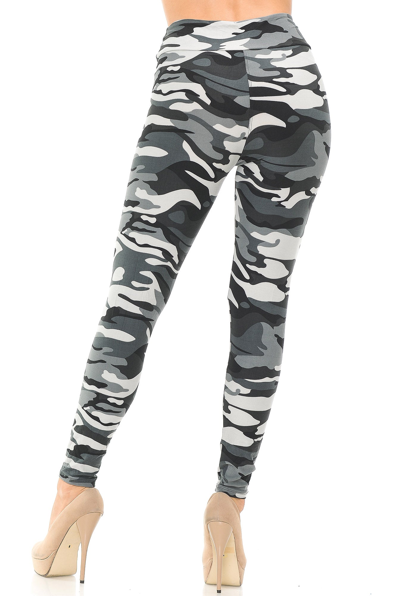 Buttery Soft Charcoal Camouflage High Waisted Leggings - EEVEE (One Size Regular,Charcoal)