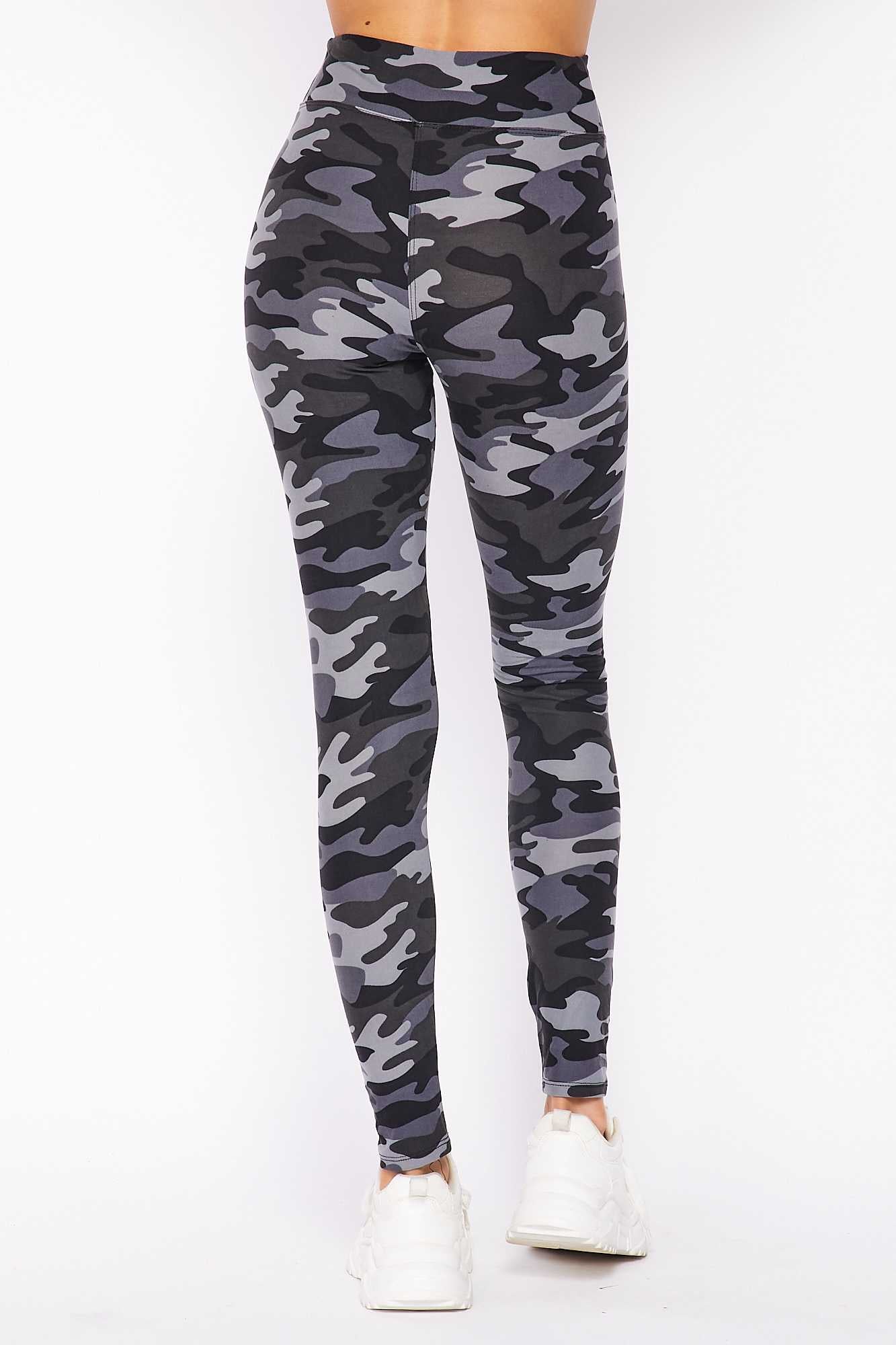 Buttery Soft Charcoal Camouflage High Waist Leggings (One Size Regular,Charcoal)