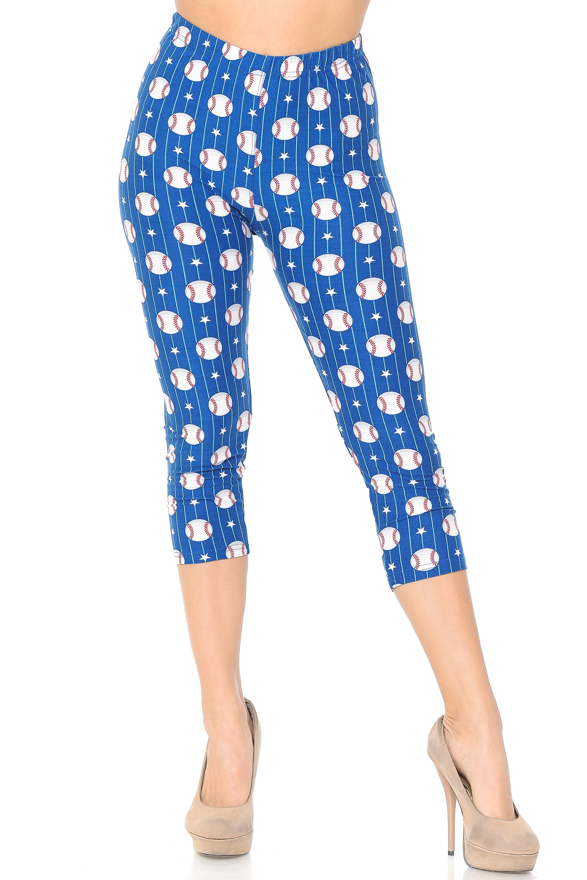 Buttery Soft Boys of Summer Baseball Capris (One Size Regular,Blue)