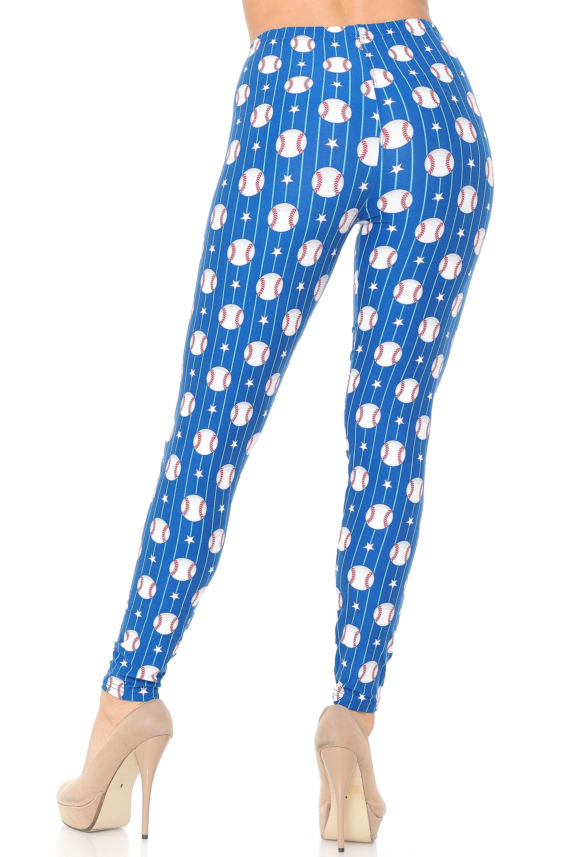 Brushed Boys of Summer Baseball Leggings (One Size Regular,Blue)