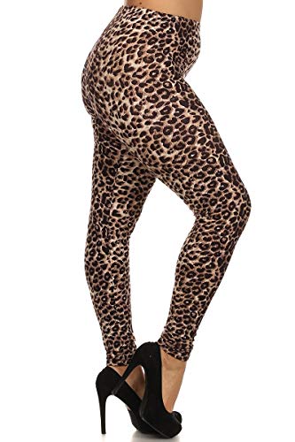 Buttery Soft Feral Cheetah Plus Size Leggings (One Size Plus,Brown)