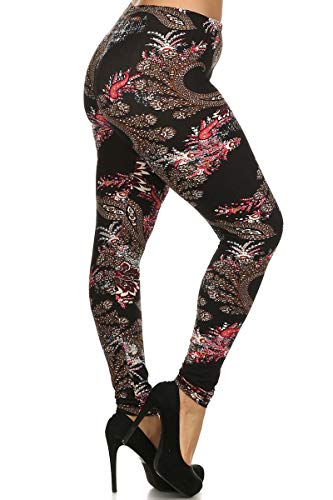 Buttery Soft Berry Plume Plus Size Leggings (One Size Plus,Black)