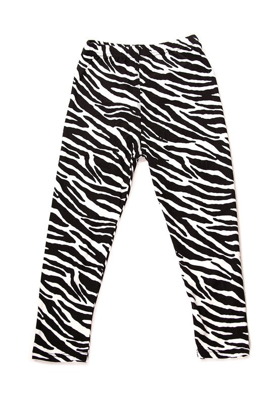 Brushed Zebra Print Kids Leggings
