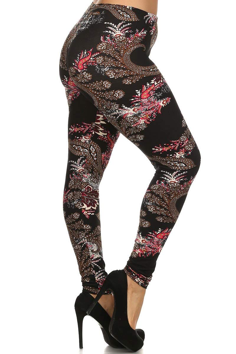 Buttery Soft Berry Plume Plus Size Leggings (One Size Plus,Black)