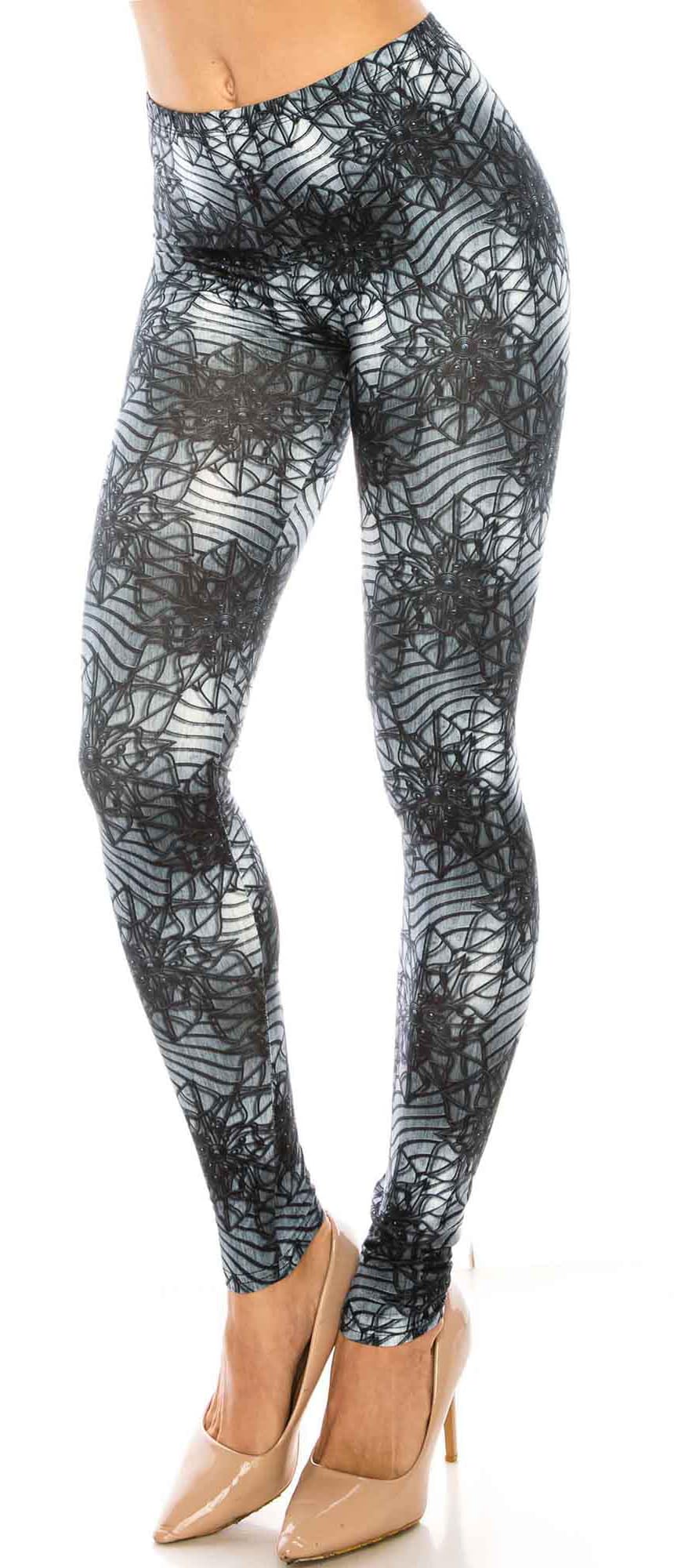 Creamy Soft 3D Floral Helix Plus Size Leggings | Signature Collection (One Size Plus,Charcoal)