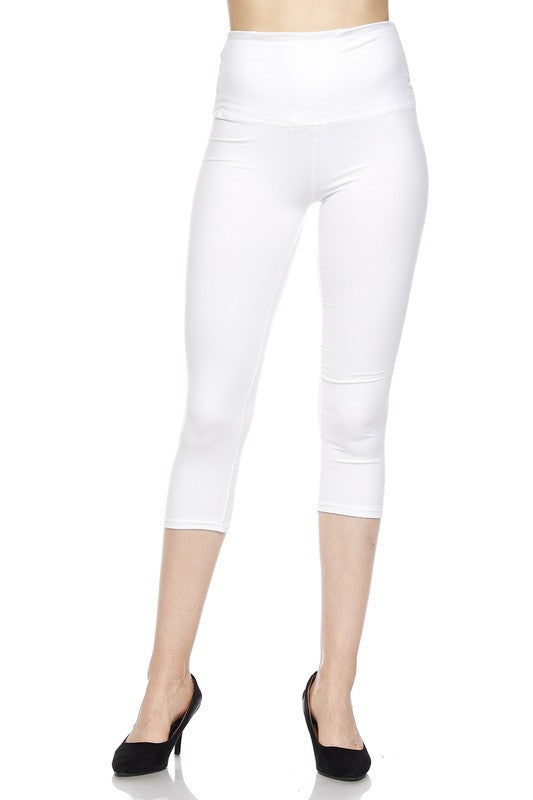 Brushed Basic Solid High Waisted Capris - 5 Inch - New Mix