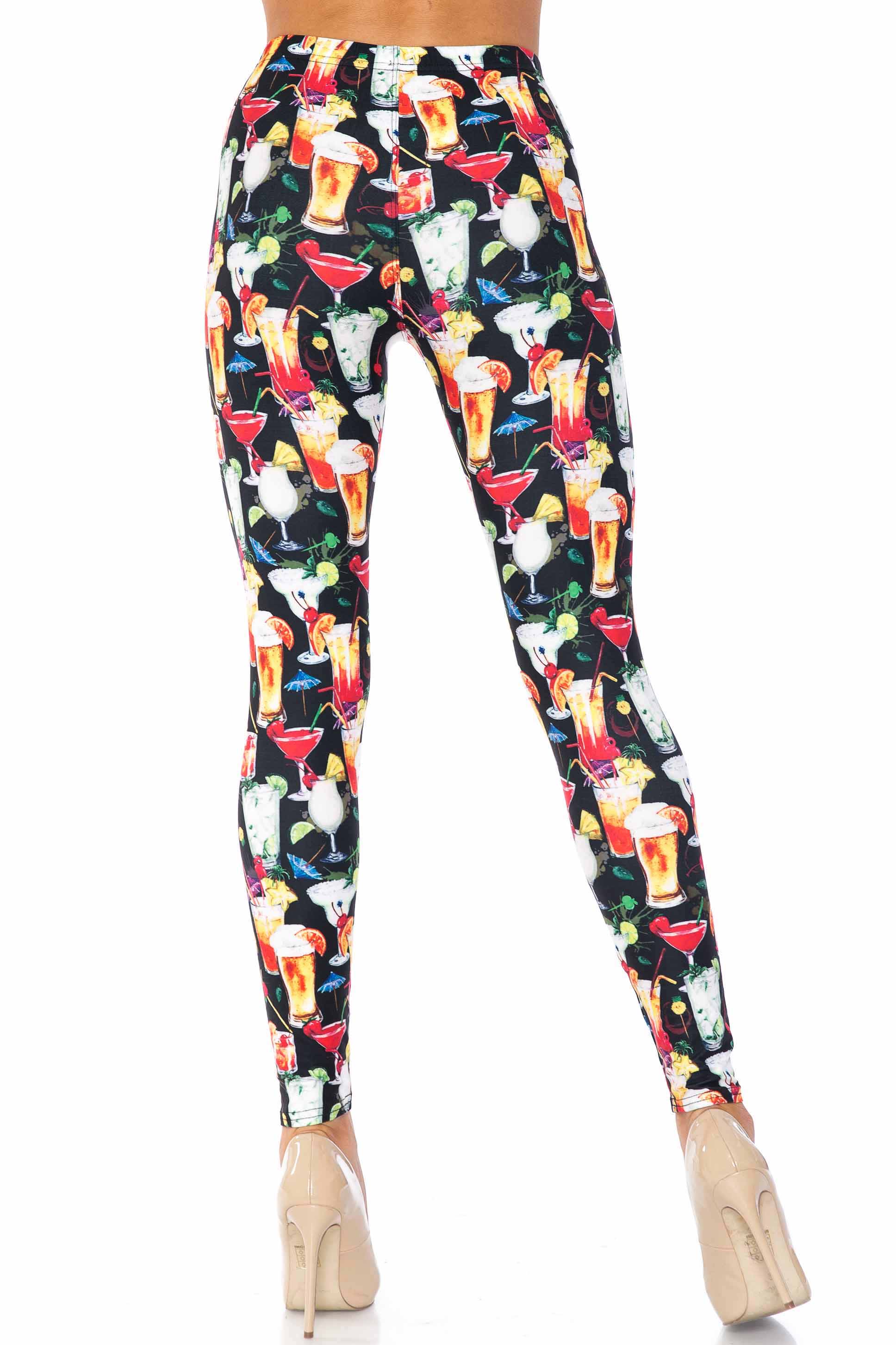 Creamy Soft Tropical Cocktails Extra Plus Size Leggings - 3X-5X - USA Fashion (XPlus One Size,Black)