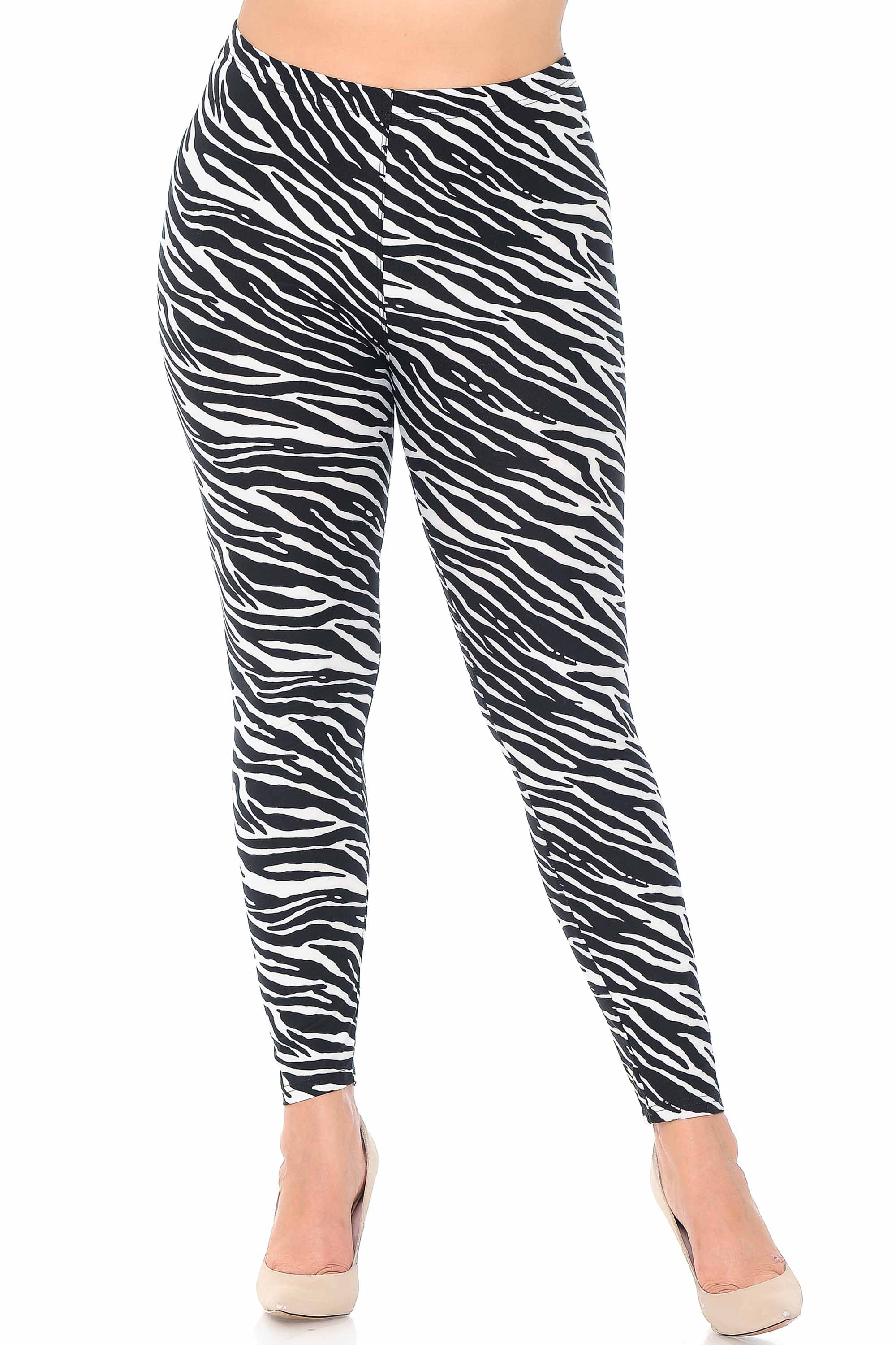 Buttery Soft Zebra Extra Plus Size Leggings - 3X-5X (XPlus One Size,Black)