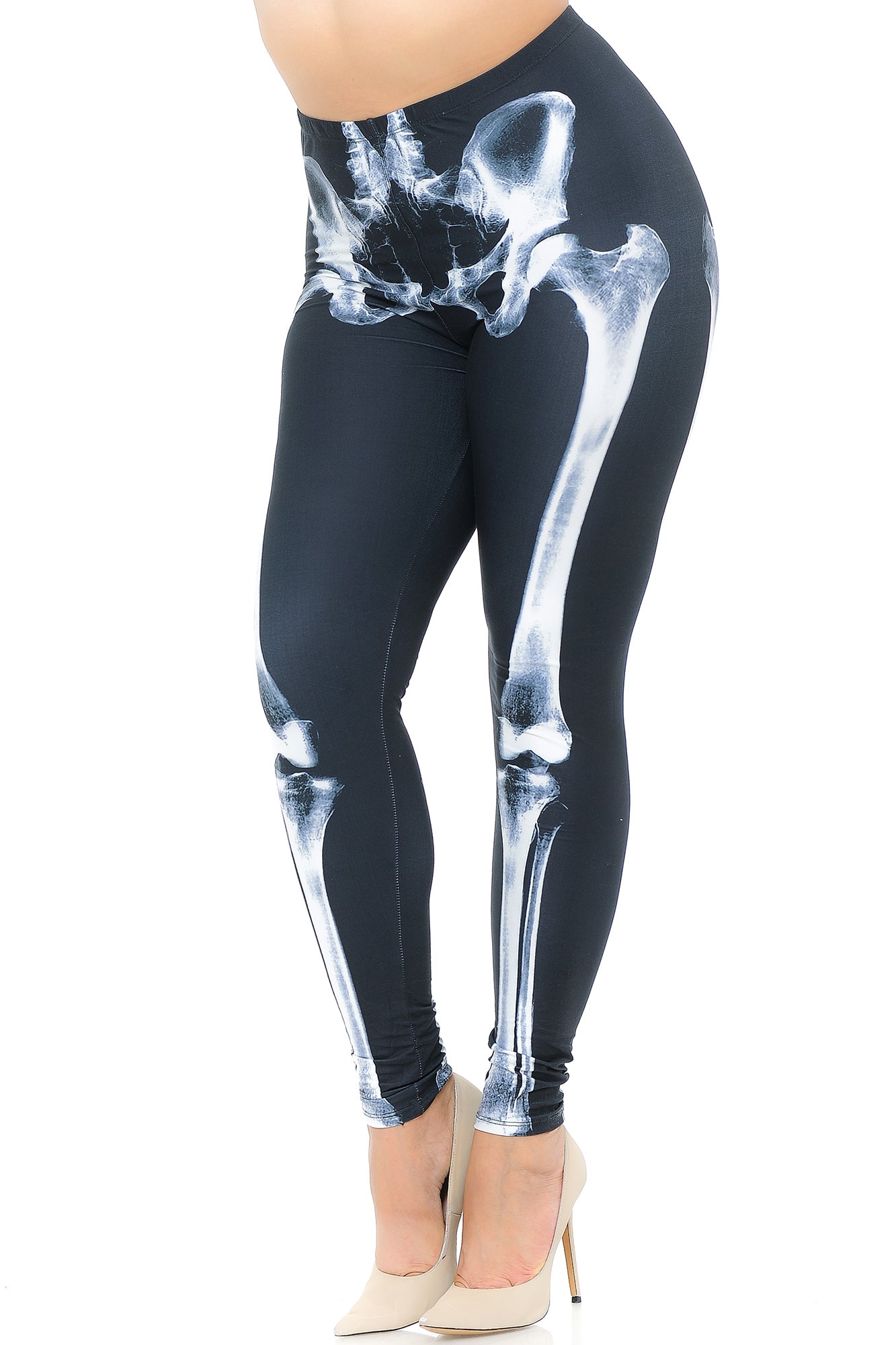 Creamy Soft X-Ray Skeleton Bones Extra Plus Size Leggings - USA Fashion (XPlus One Size,Black)