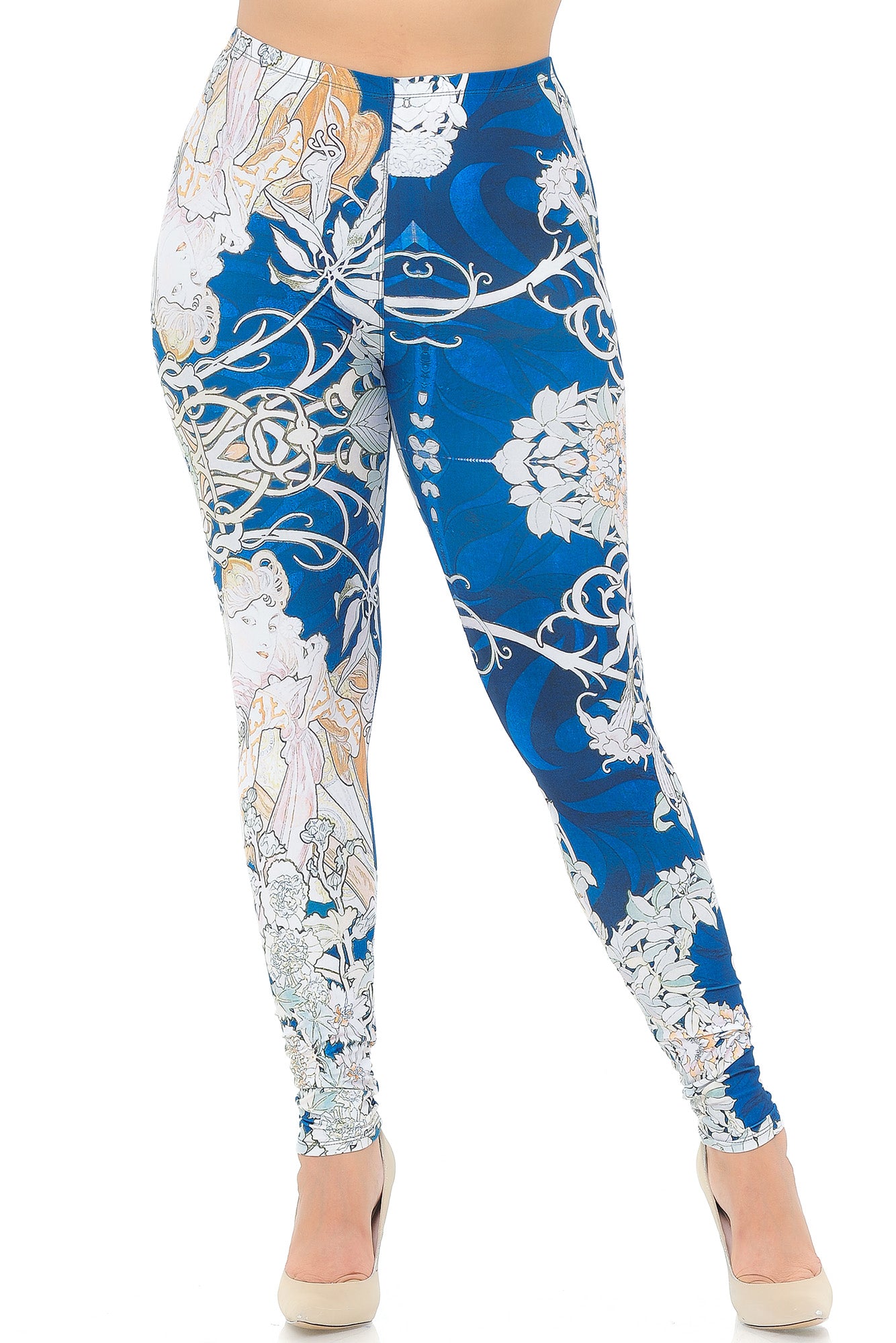 Creamy Soft Twisted Eden Vine Plus Size Extra Plus Size Leggings - 3X-5X - USA Fashion (XPlus One Size,Blue)