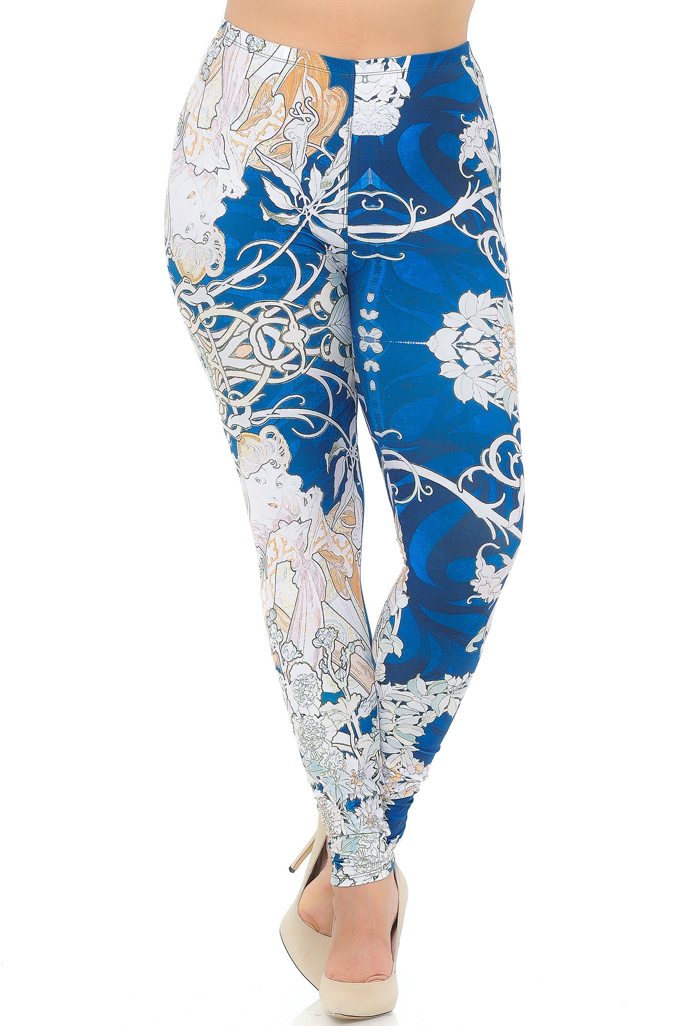 Creamy Soft Twisted Eden Vine Plus Size Extra Plus Size Leggings - 3X-5X - USA Fashion (XPlus One Size,Blue)