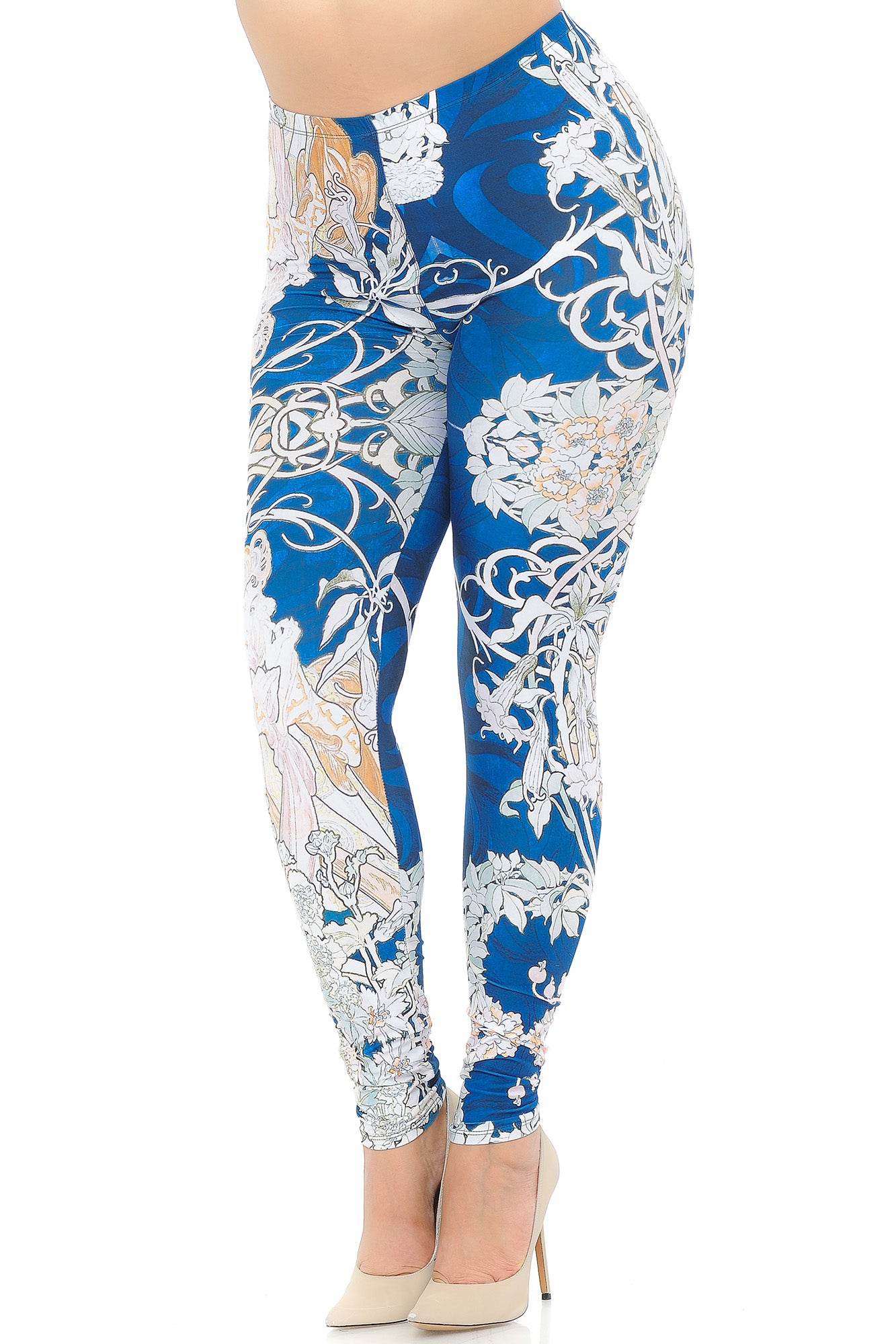 Creamy Soft Twisted Eden Vine Plus Size Extra Plus Size Leggings - 3X-5X - USA Fashion (XPlus One Size,Blue)