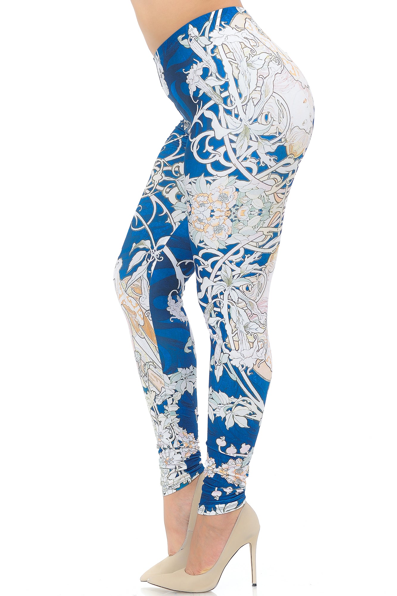 Creamy Soft Twisted Eden Vine Plus Size Extra Plus Size Leggings - 3X-5X - USA Fashion (XPlus One Size,Blue)
