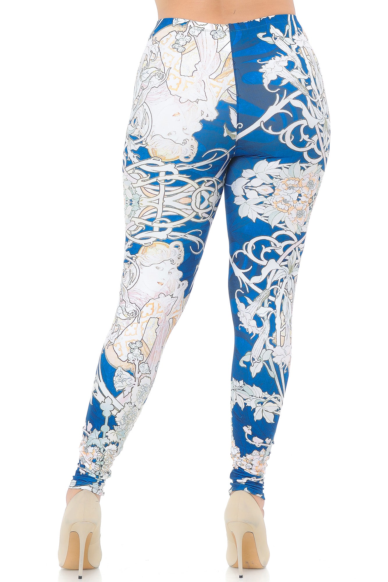 Creamy Soft Twisted Eden Vine Plus Size Extra Plus Size Leggings - 3X-5X - USA Fashion (XPlus One Size,Blue)